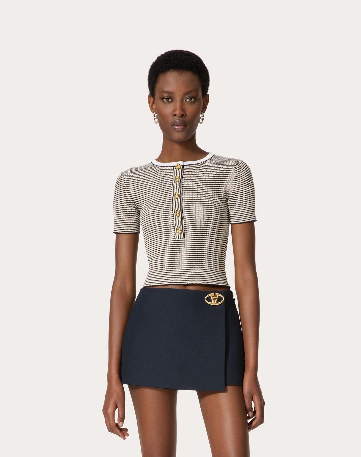 Valentino o1s1wg110525 Cotton And Lurex Jumper in Multicolor Size M / US 6-8 / IT 42-44 - 2 Thumbnail