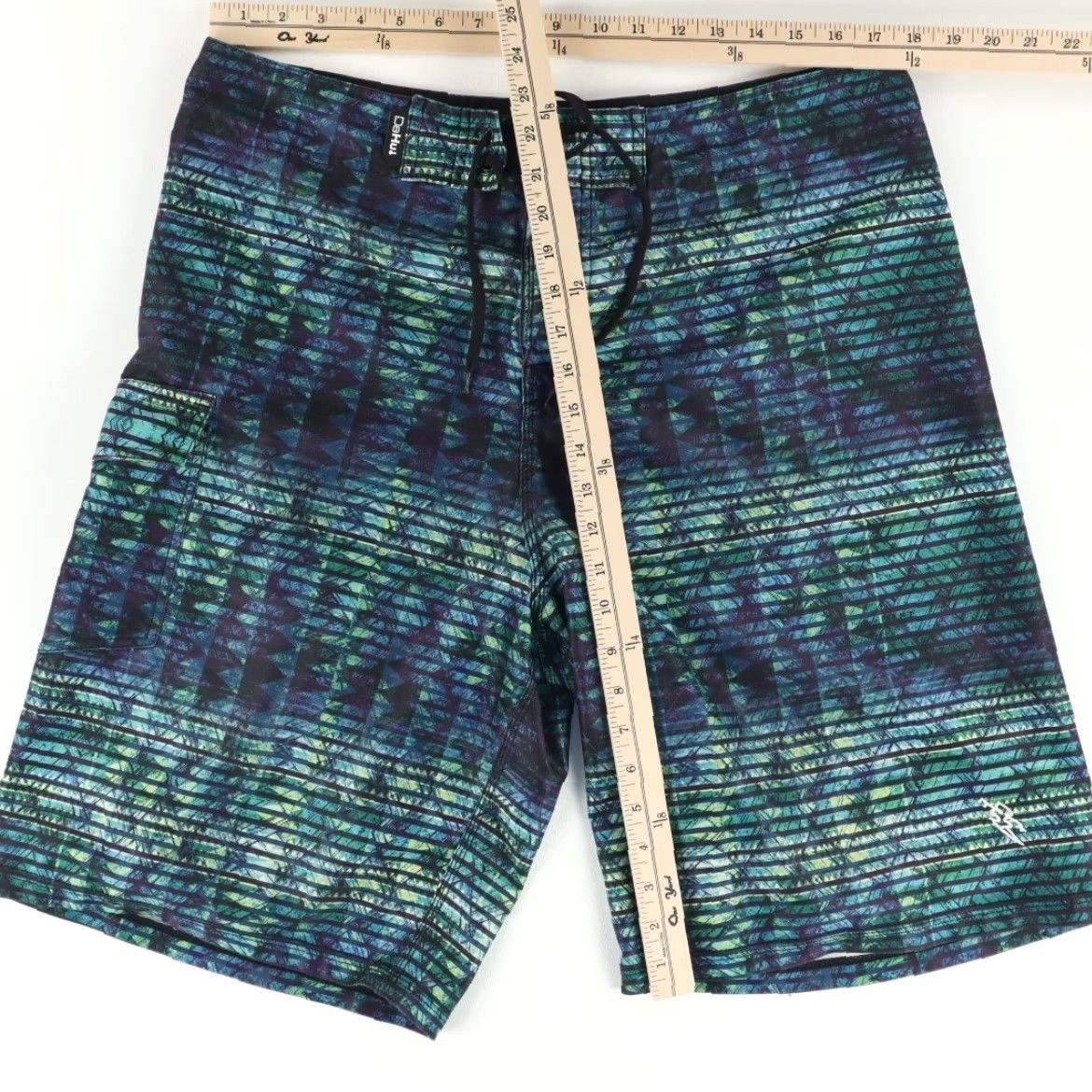 Vintage Da Hui 23" Board Polyester Microfiber Swimming Shorts Green Patterned Men's 36 Shorts Size US 36 / EU 52 - 3 Thumbnail