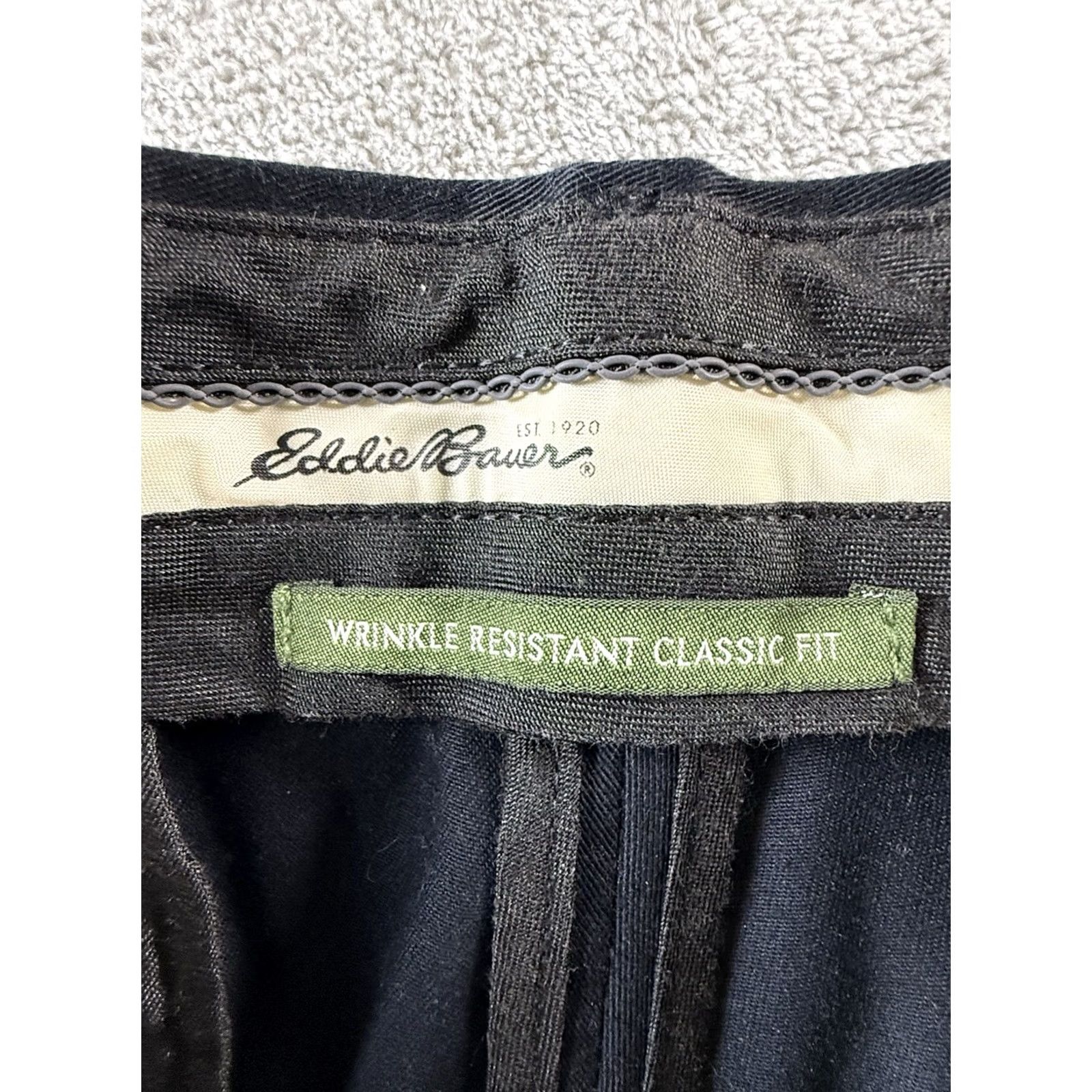 Eddie Bauer Eddie Bauer Pants Men's 35x30 Black Classic Fit Flat Front Chino Dress Pants Slim Straight Leg Casual Workwear Size US 35 - 4 Thumbnail