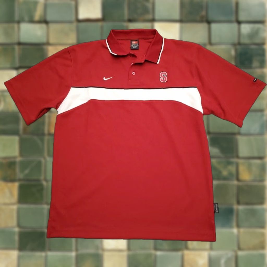 Nike VINTAGE Nike Polo Shirt Mens L Red Dri-FIT Team Short Sleeve Casual College Size US L / EU 52-54 / 3 - 1 Thumbnail