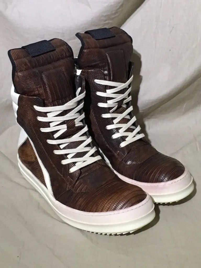 Rick Owens Rick Owens FW14 GEOBASKET IGUANA BLOOD MILK WB Size US 7 / EU 40 - 10 Thumbnail
