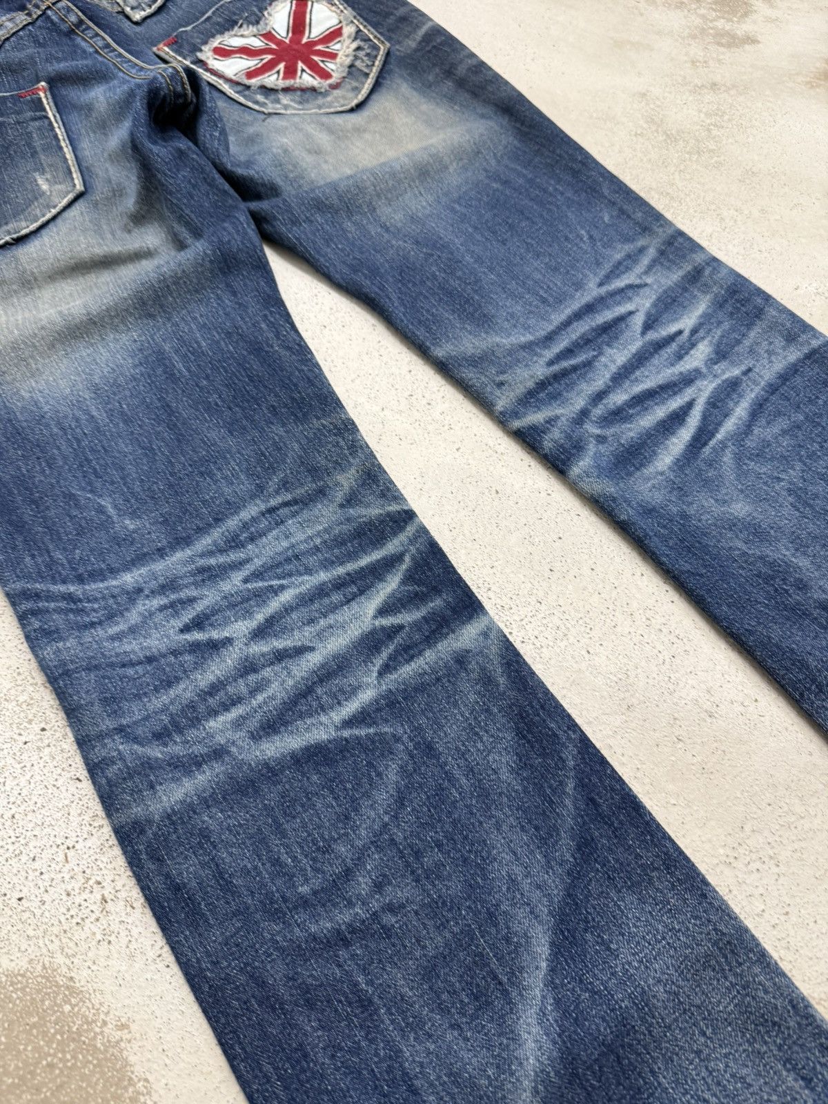 Japanese Brand Lolita Distressed Embroidery Mudwash Whisker Union Jack Pant Size US 29 - 15 Thumbnail