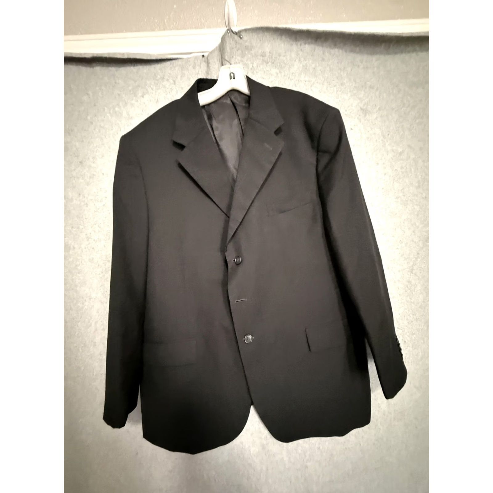 Vintage Luciano Dante Suit Mens 48S 36x30 Black Super 100 Wool 2 Piece Jacket Pants Size 48R - 2 Thumbnail