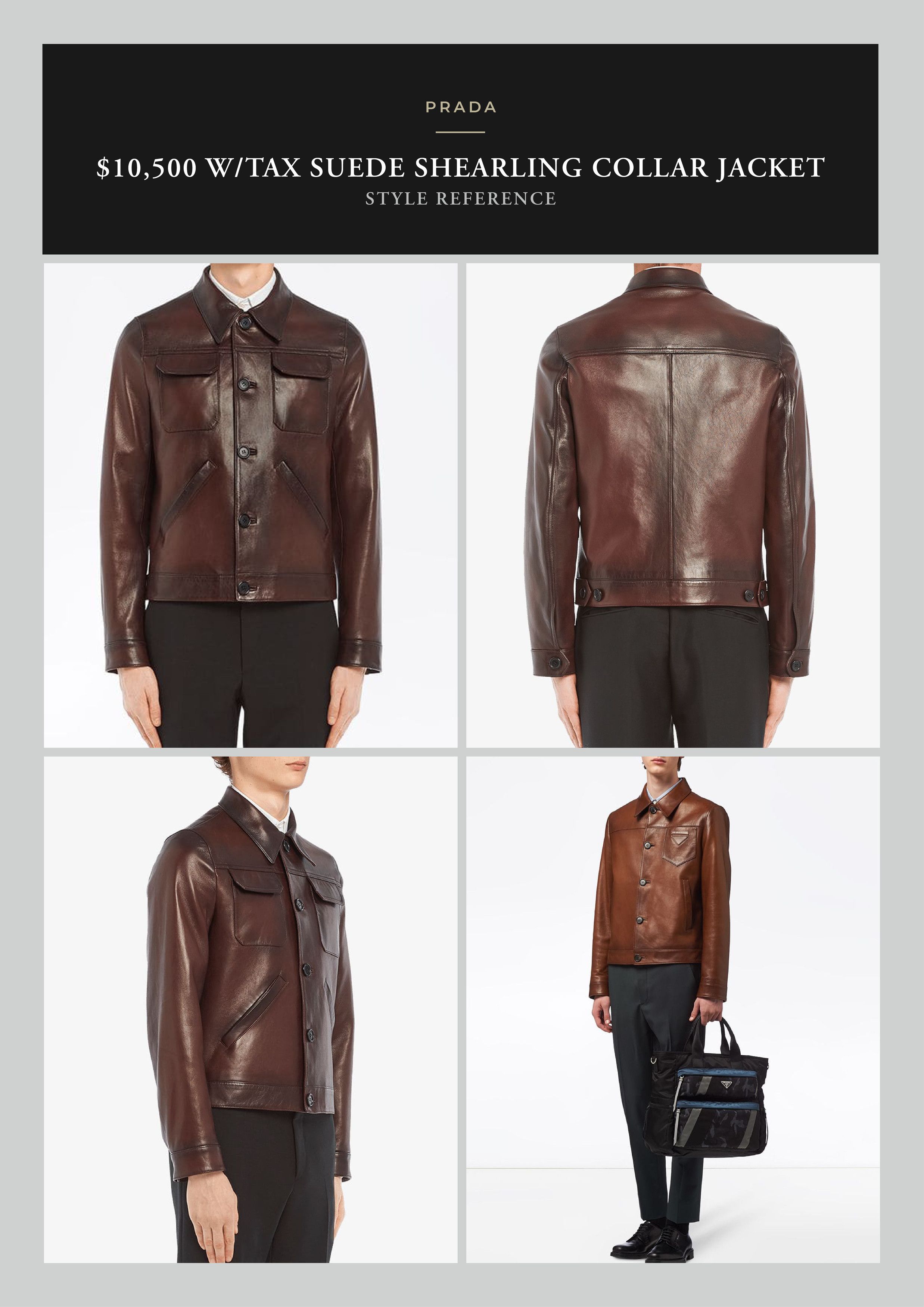 Prada Ultimate Rare $10,500 w/tax Shearling Collar Burnished Suede Size US L / EU 52-54 / 3 - 8 Thumbnail