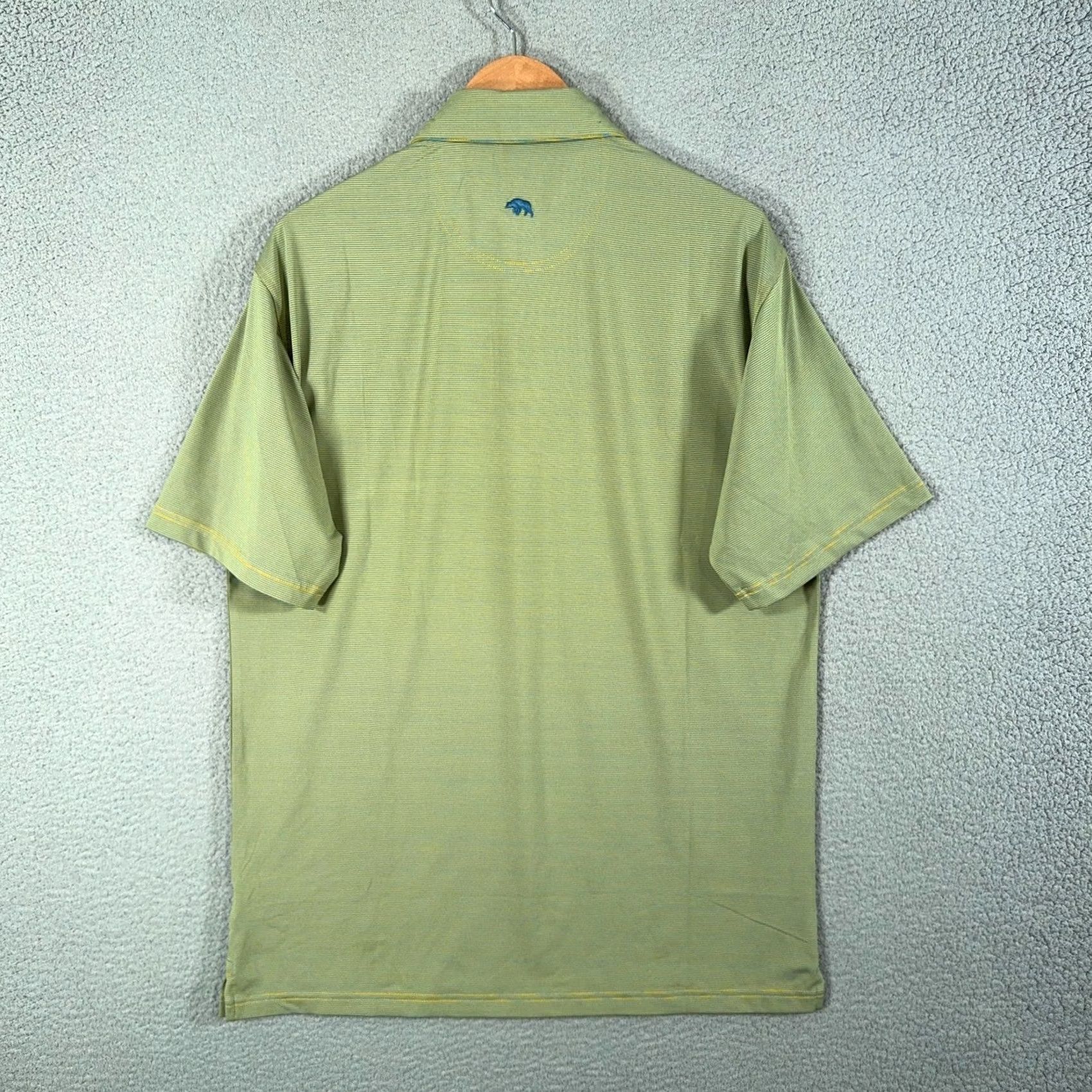 Vintage Onward Reserve Polo Mens M Green Blue Yellow Pinstripe Short Sleeve Button Collar Logo Performance Golf Shirt Size US M / EU 48-50 / 2 - 4 Thumbnail