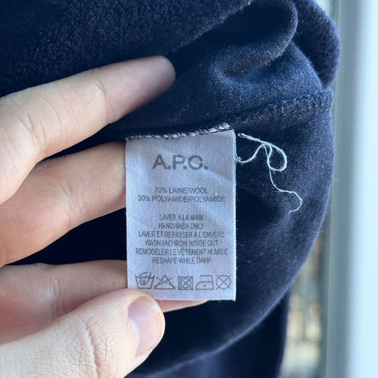 A.P.C. A.P.C Dark Navy Shadow Stripe Wool Knit Japanese Crewneck Size US M / EU 48-50 / 2 - 6 Thumbnail