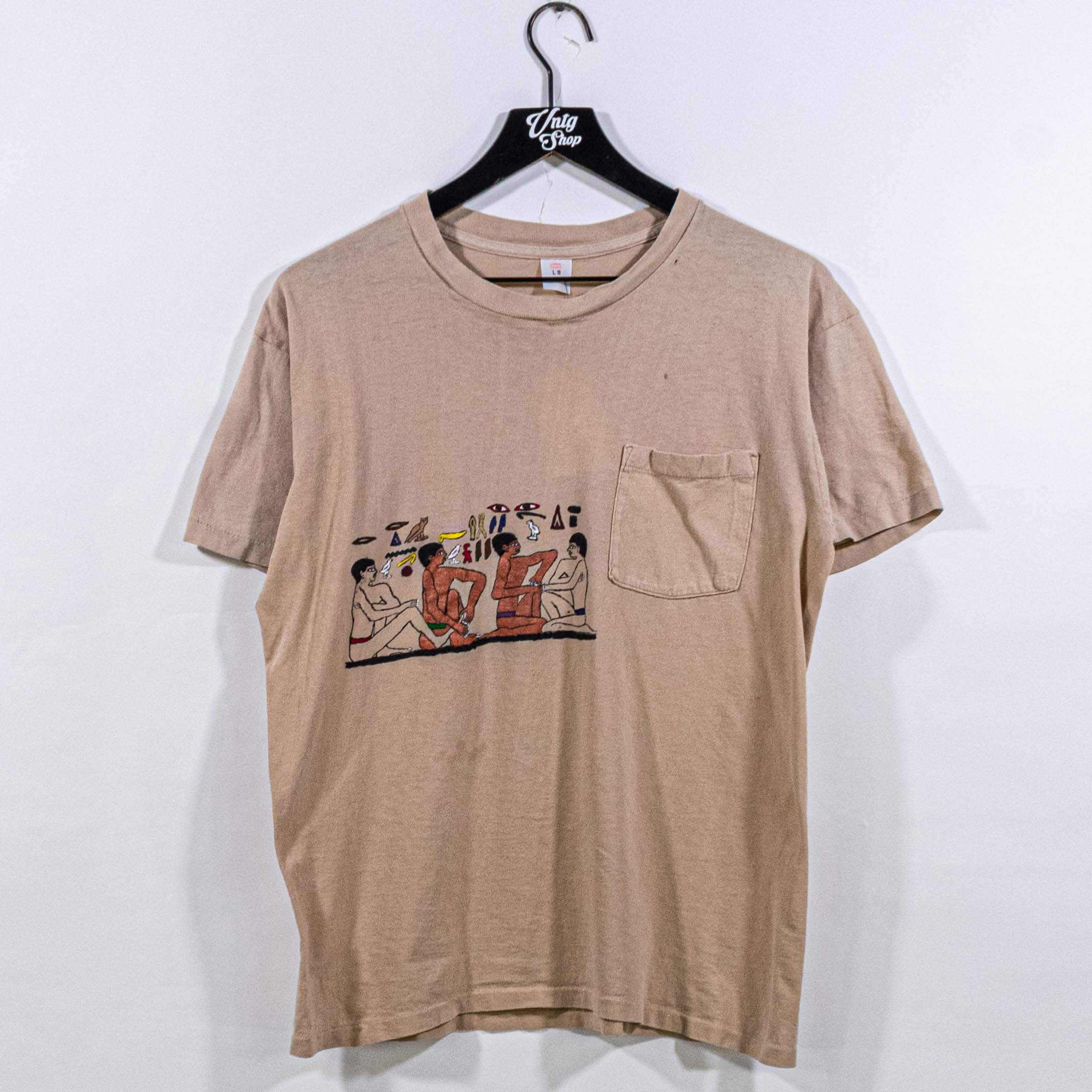 Other Egyptian Hieroglyphics Hanes Pocket T-Shirt VTG 70s 80s Size US L / EU 52-54 / 3 - 1 Thumbnail