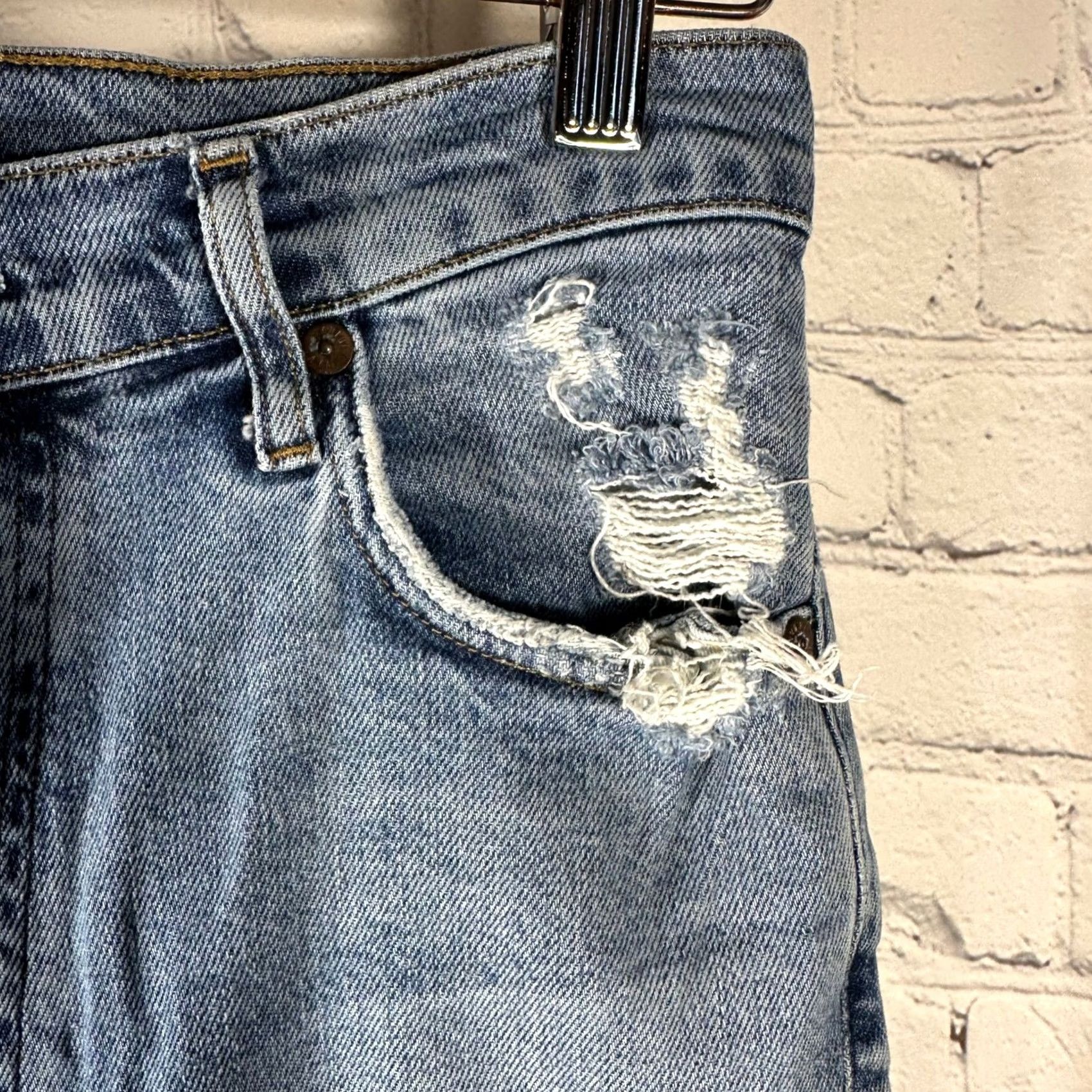 Agolde AGOLDE Jeans High Rise Skinny Button Fly Distressed Light Wash Blue Womens 26 Jeans Size 26" / US 2 / IT 38 - 6 Thumbnail