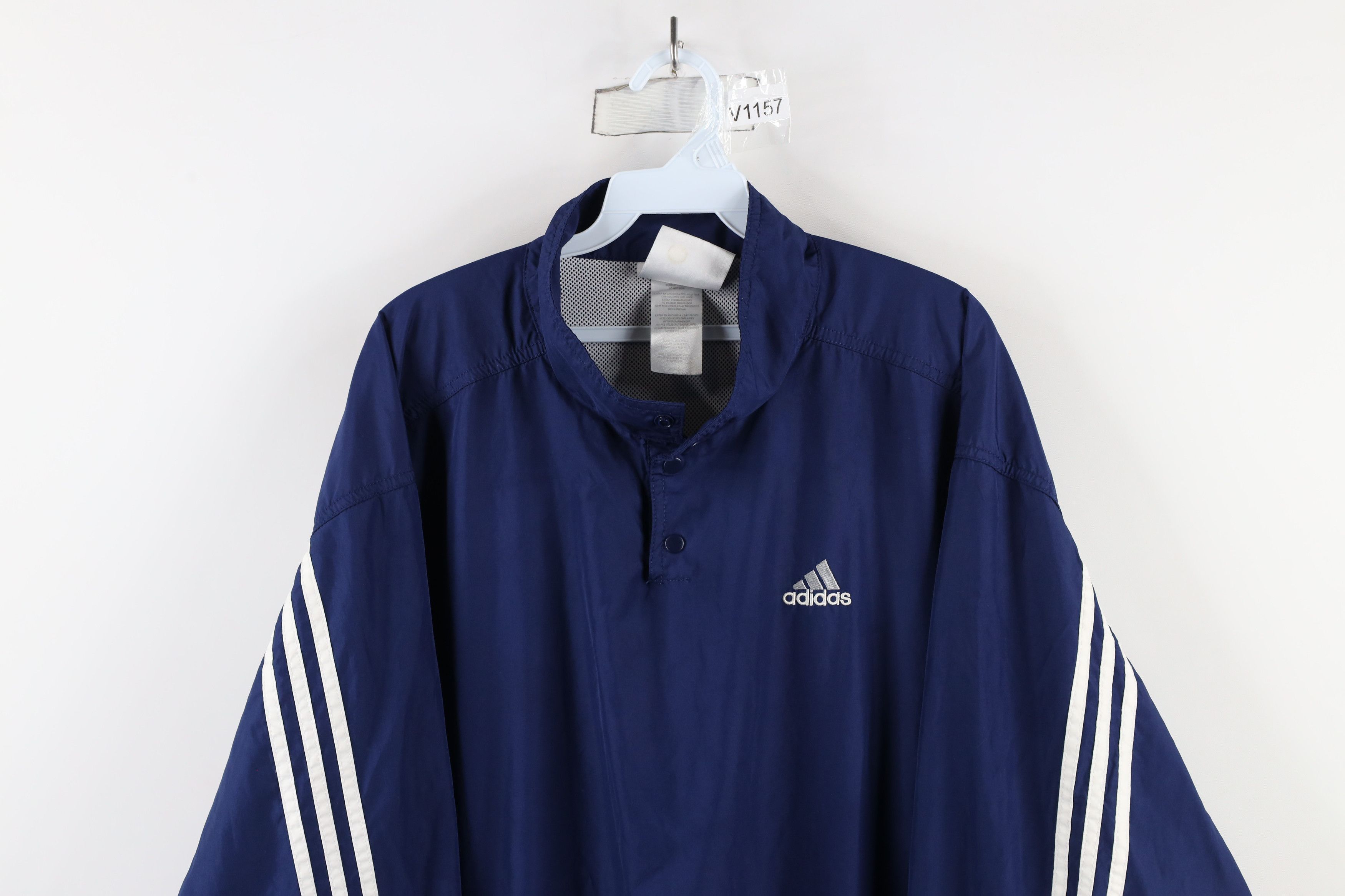 Adidas × Vintage Vintage 90s Adidas Out Snap Button Windbreaker Jacket Blue Size US XXL / EU 58 / 5 - 2 Thumbnail