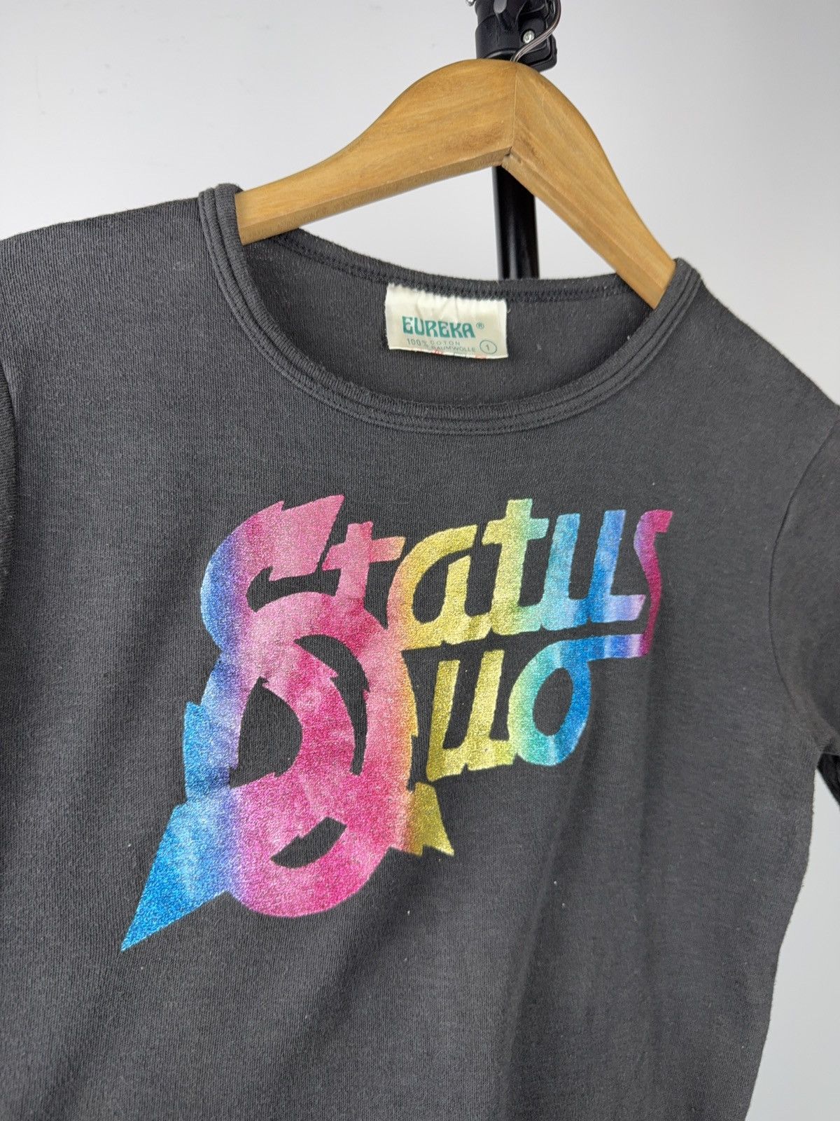 Band Tees 90s Status Quo Rainbow Logo Fitted T-Shirt Single Stitch Size XS / US 0-2 / IT 36-38 - 5 Thumbnail