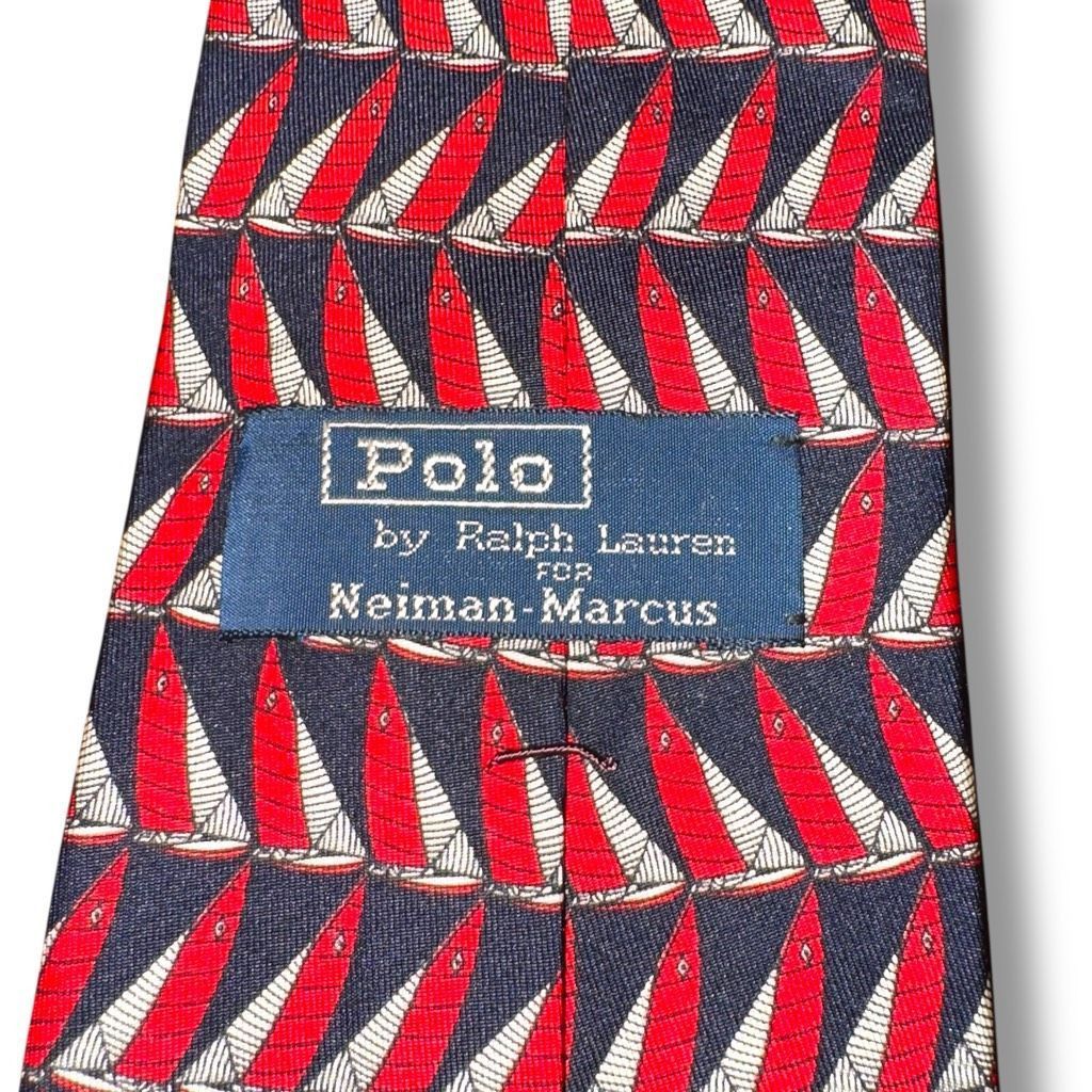 Polo Ralph Lauren Polo Ralph Lauren Red & Navy Boat Print 100% Silk Handmade i Size ONE SIZE - 2 Thumbnail