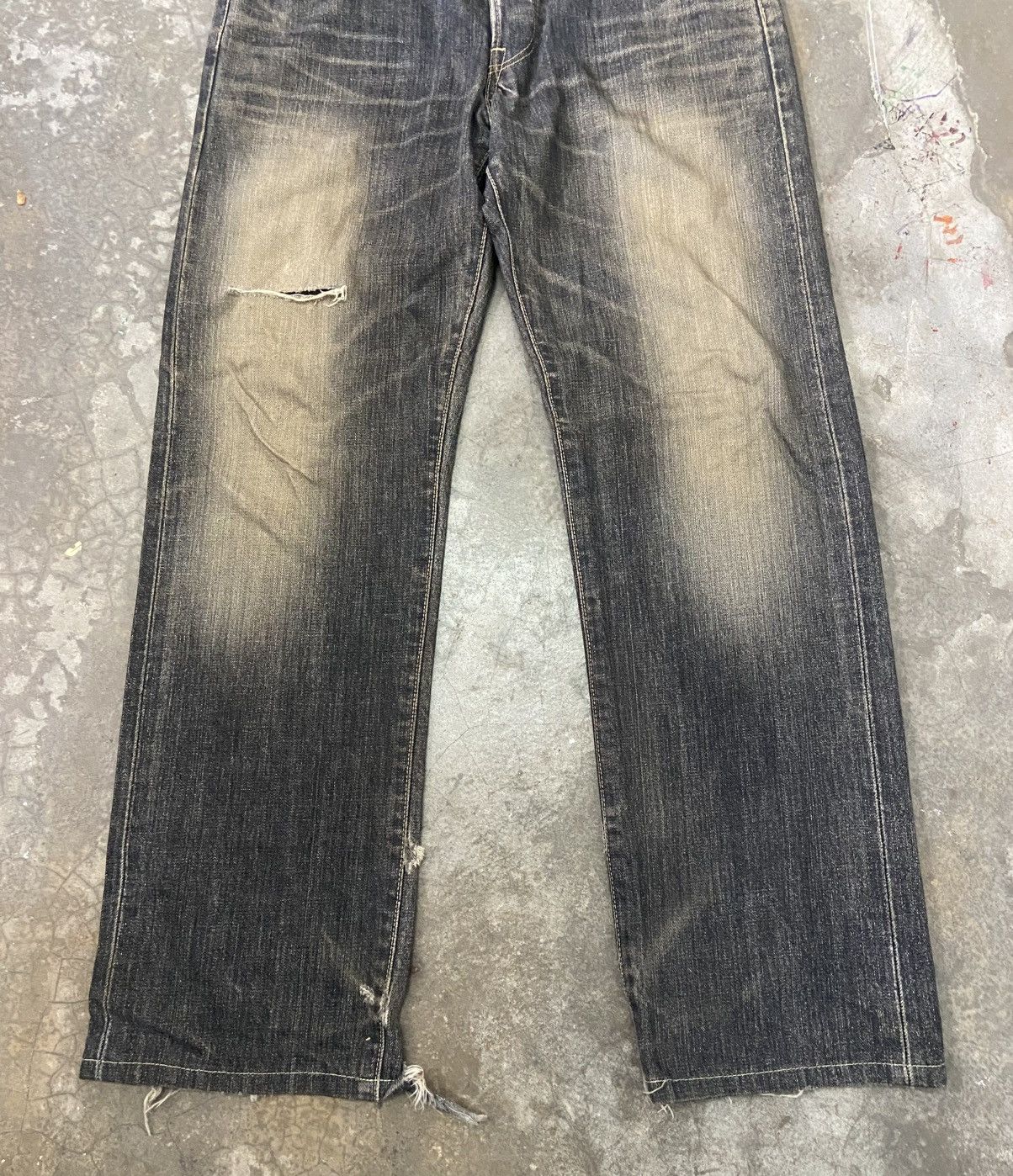Edwin × Japanese Brand Edwin 505 LowRize Fly Button Distressed Denim Size US 30 / EU 46 - 3 Thumbnail