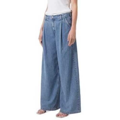 Agolde AGOLDE Ellis Trouser Wide Leg Denim Jeans Womens 28 Pleated Size 28" / US 6 / IT 42 - 18 Thumbnail