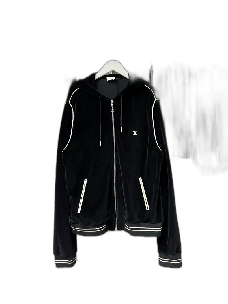 Celine Celine Black Velvet Hoodie with Zipper Size US L / EU 52-54 / 3 - 1 Thumbnail