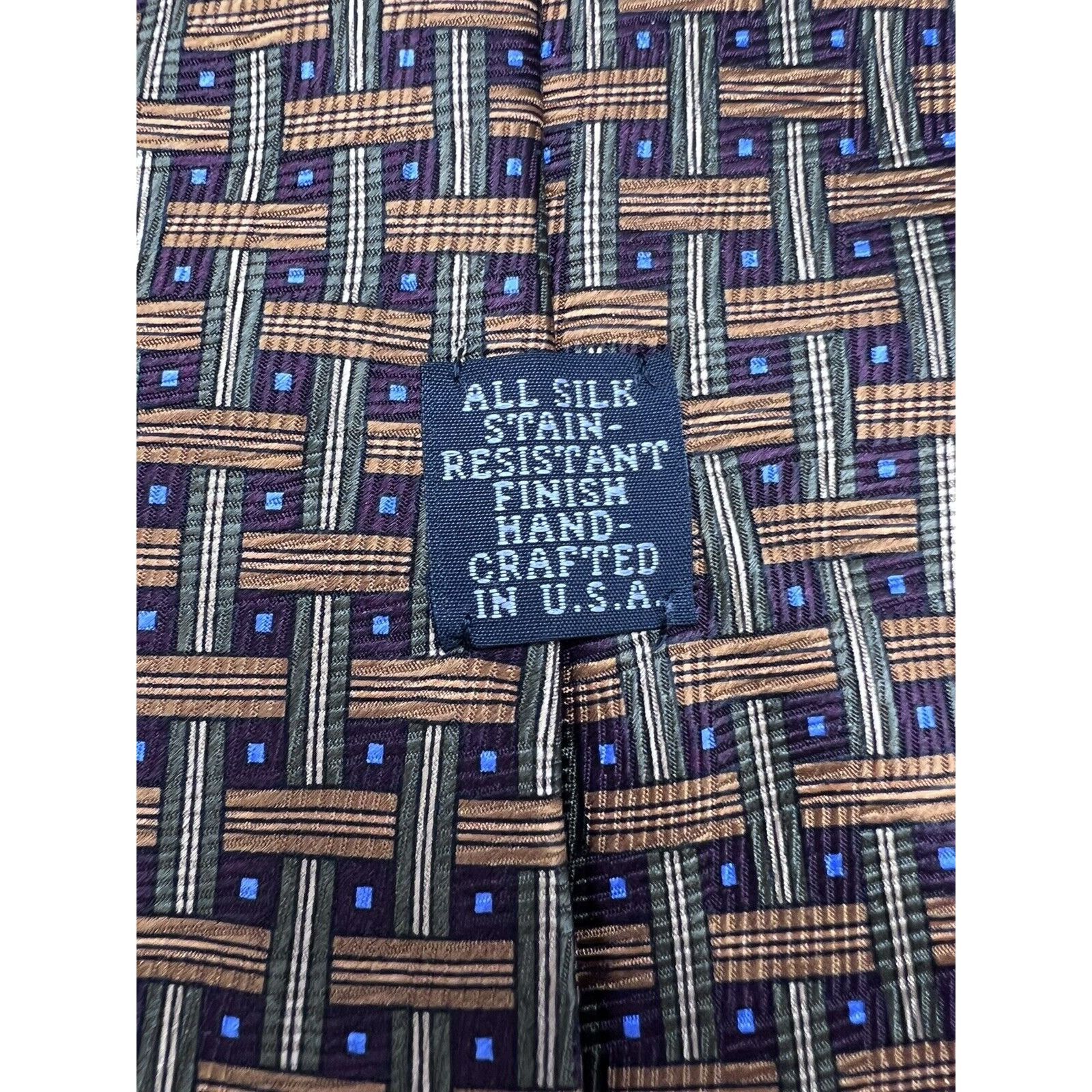 Vintage JZ RICHARDS Silk Tie Blue with Brown Cross Cross Size ONE SIZE - 5 Thumbnail