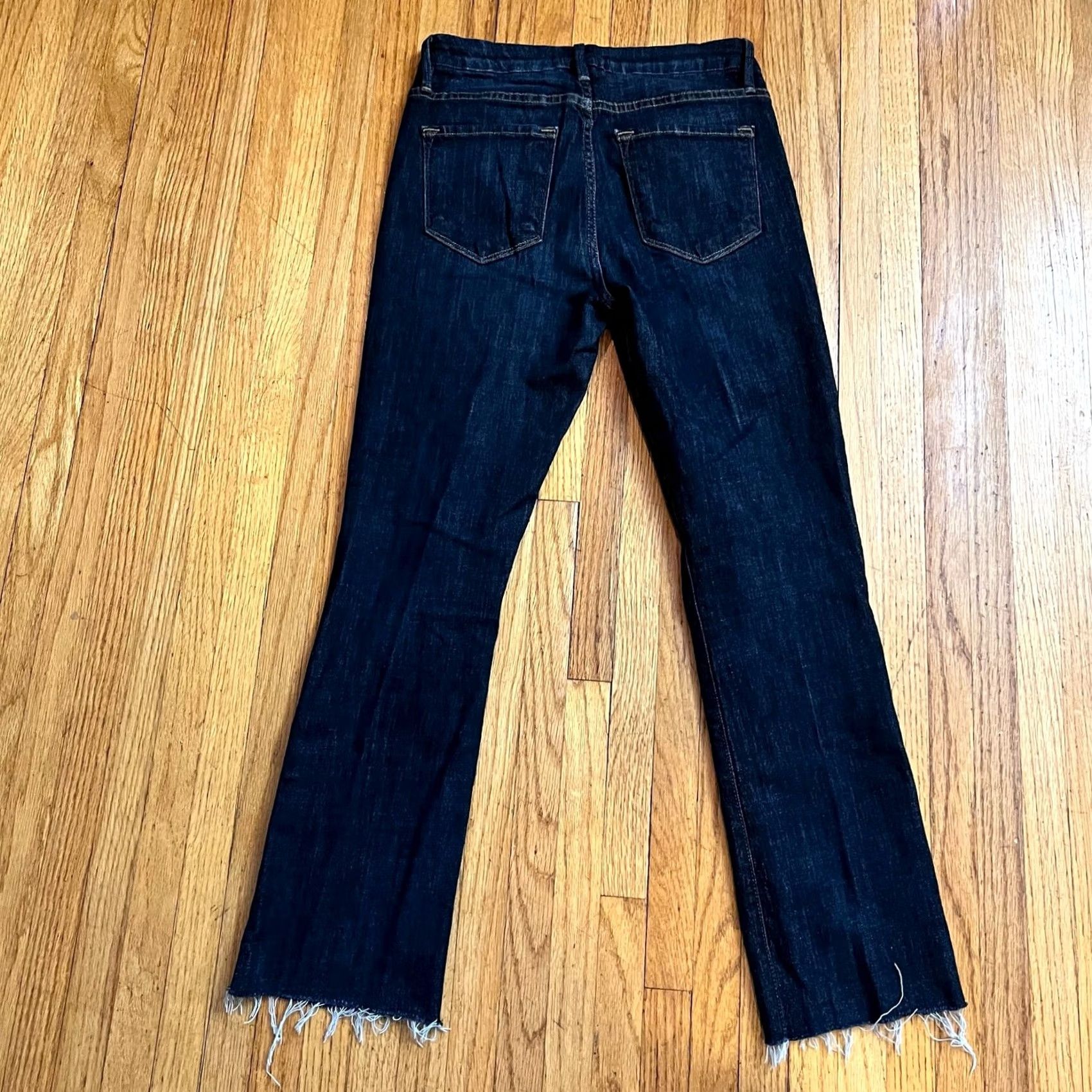 Frame VINTAGE? No. FRAME Jeans Womens 25 Le Boot Dark Raw Hem Crop Jeans Women 25 Bootcut Dark Blue 27x25.5 Ladies Womens Frame Denim Size 42" / US 20 - 3 Thumbnail