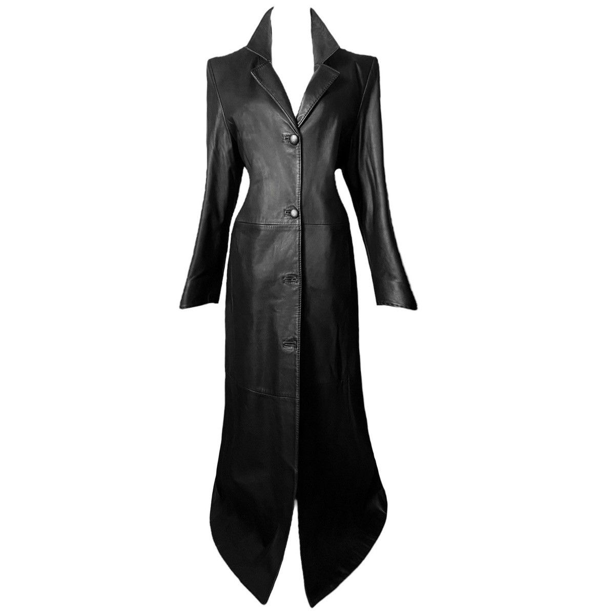 Vintage Extra long matrix leather coat Size S / US 4 / IT 40 - 2 Thumbnail