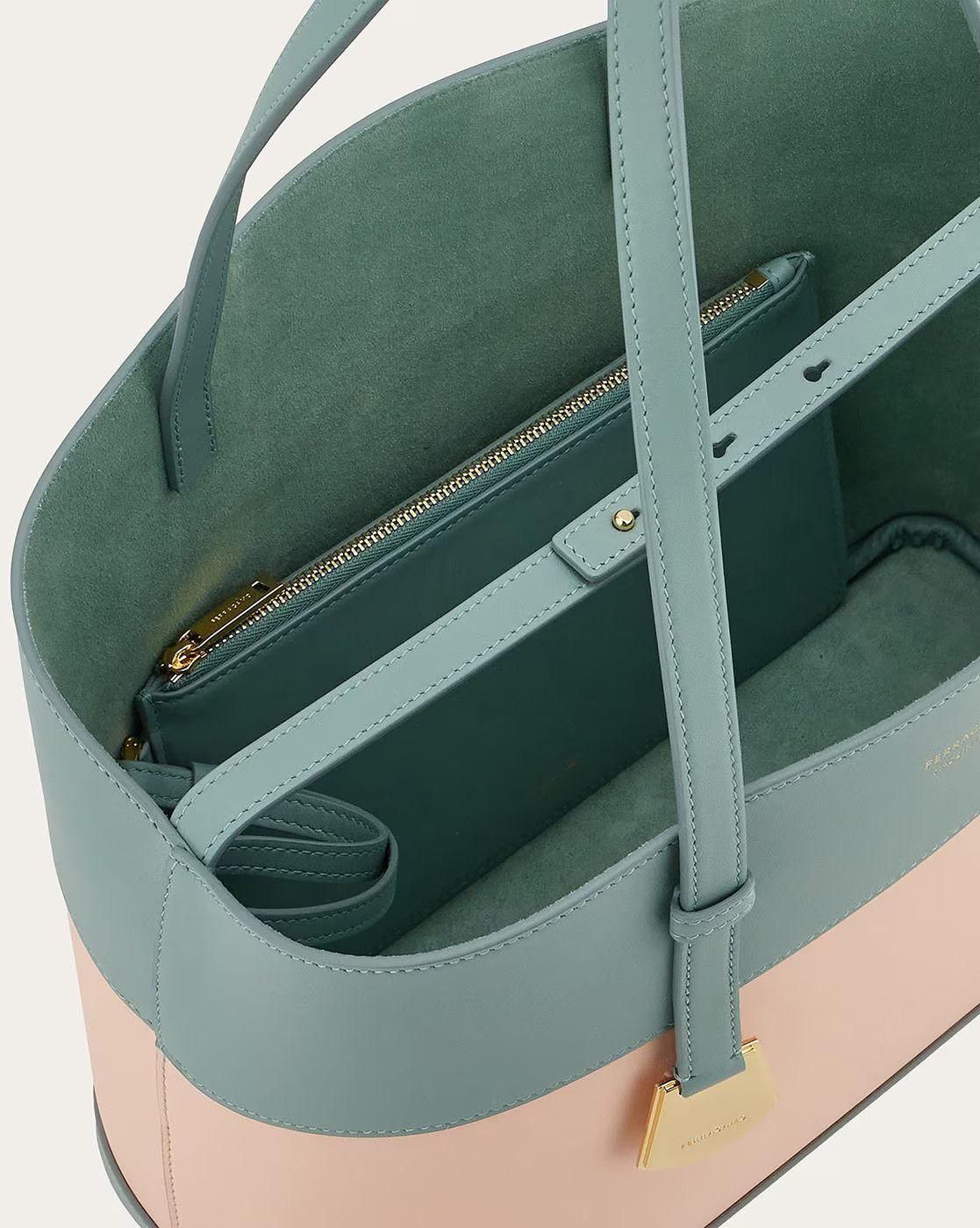 Salvatore Ferragamo o1s1rm0824 Size: OS / Charming Tote Bag in Sea Green/Pink Size ONE SIZE - 6 Thumbnail