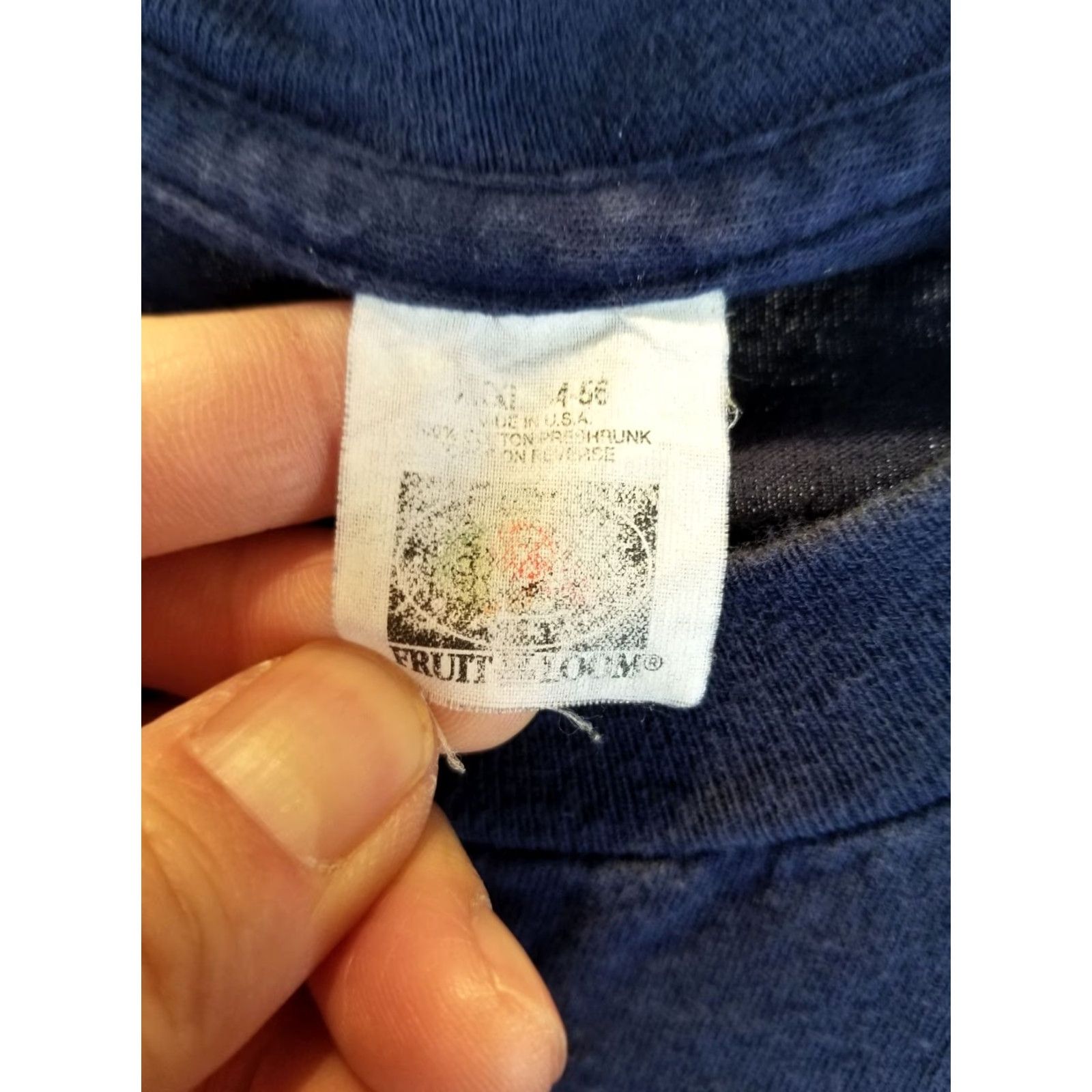 Fruit Of The Loom VINTAGE Fruit of the Loom T-Shirt Navy Pocket 80s Selvedge Blue Cotton Men XL Size US XL / EU 56 / 4 - 6 Thumbnail