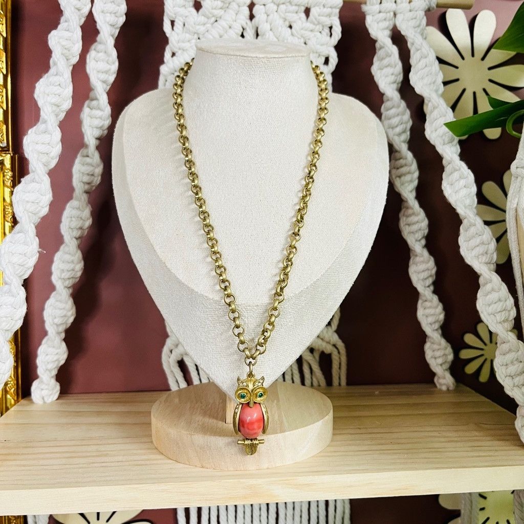 Jewelry Boho Owl Pendant Necklace Gold Toned Metal Chain Size ONE SIZE - 1 Thumbnail