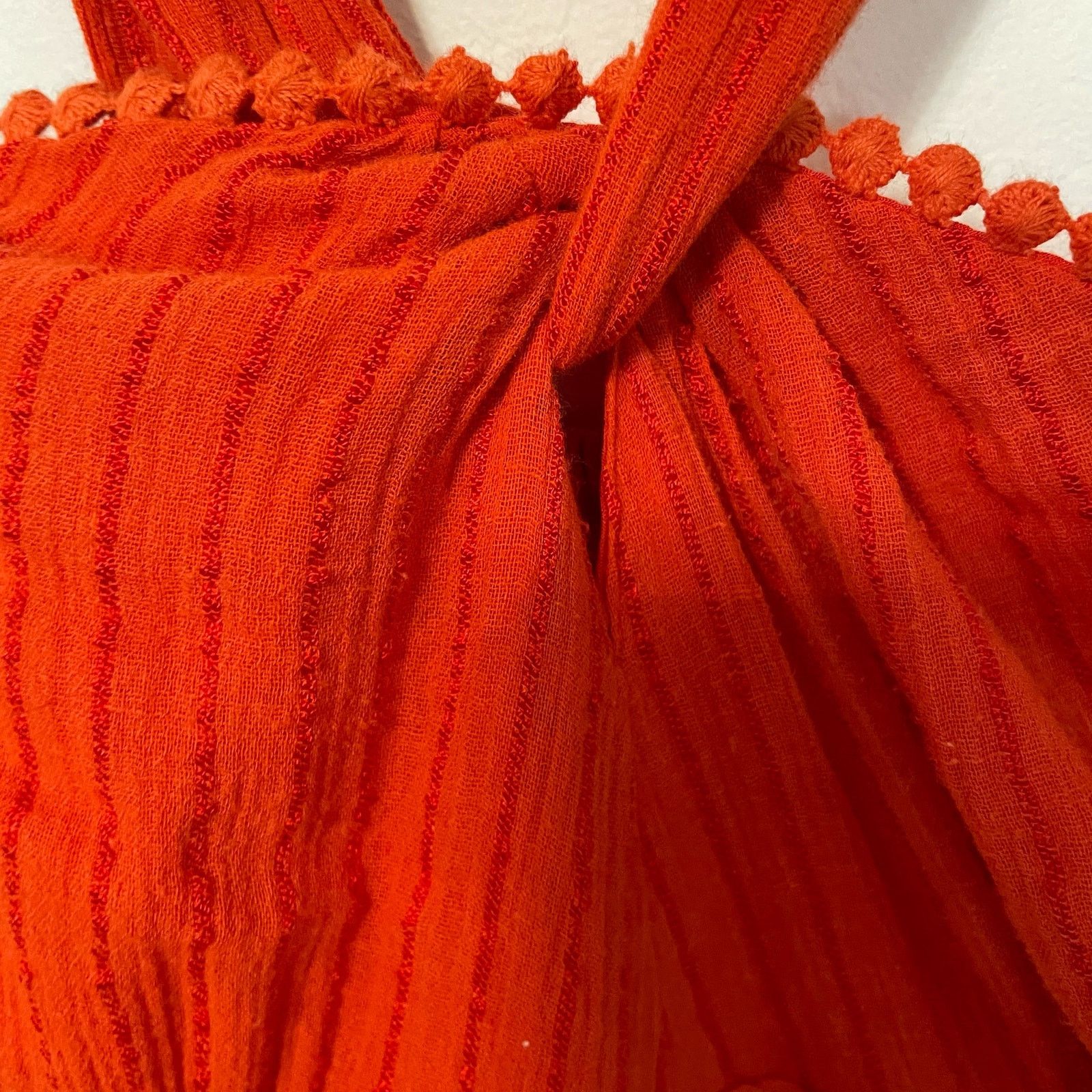 Anthropologie Maeve Orange Textured Jumper 2P Womens Wide Leg Halter Boho Size XS / US 0-2 / IT 36-38 - 2 Thumbnail