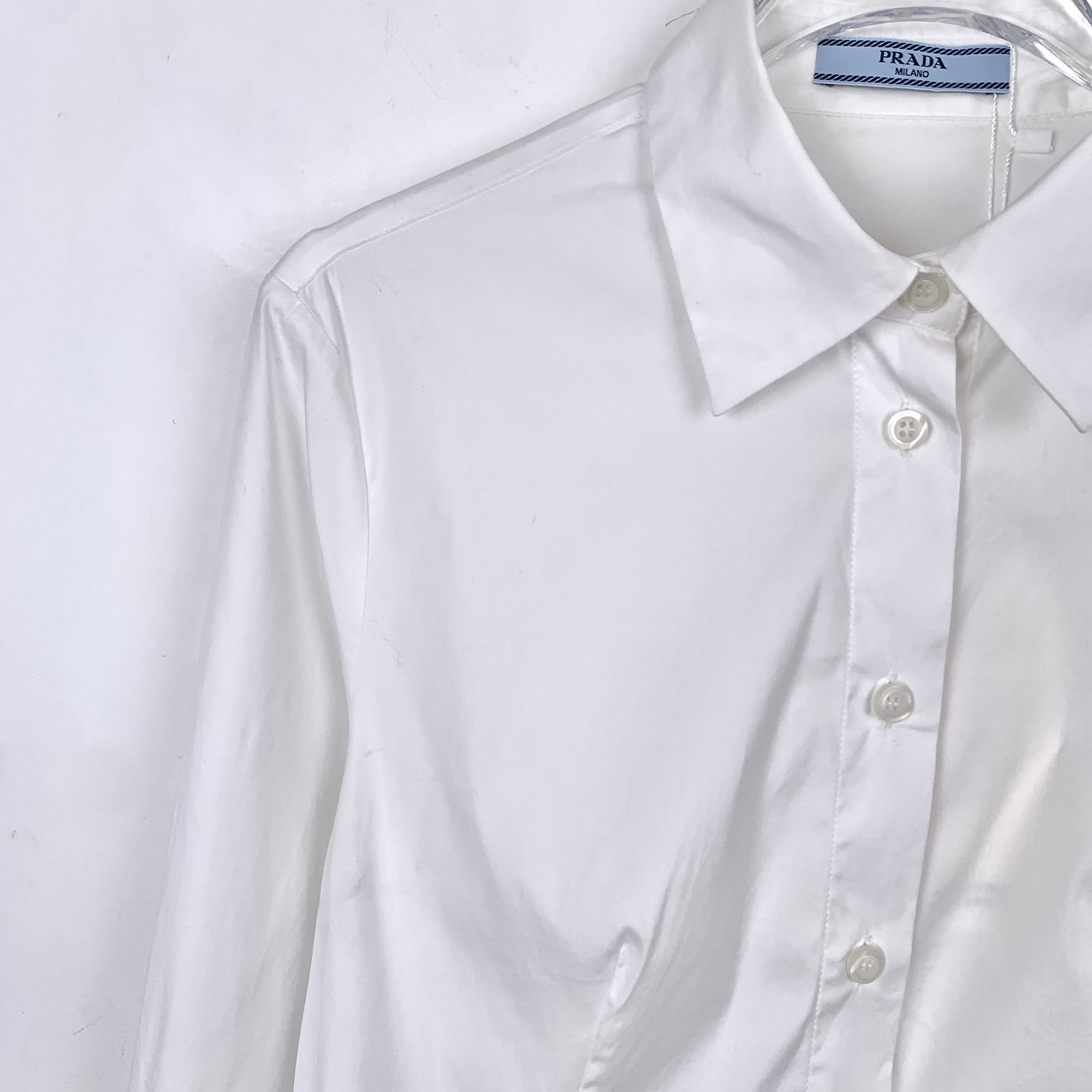 Prada Prada White Waist-Cut Cotton Long-Sleeve Shirt (M/40) Size M / US 6-8 / IT 42-44 - 7 Thumbnail