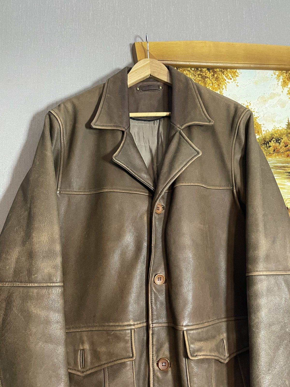 Leather Vintage Washed Brown Leather Coat Jacket Hedi Acne RRL erd Size US L / EU 52-54 / 3 - 4 Thumbnail