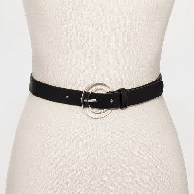 Other Womens Plus Size Black Belt With Round Clear Buckle - Ava & Size ONE SIZE - 2 Thumbnail
