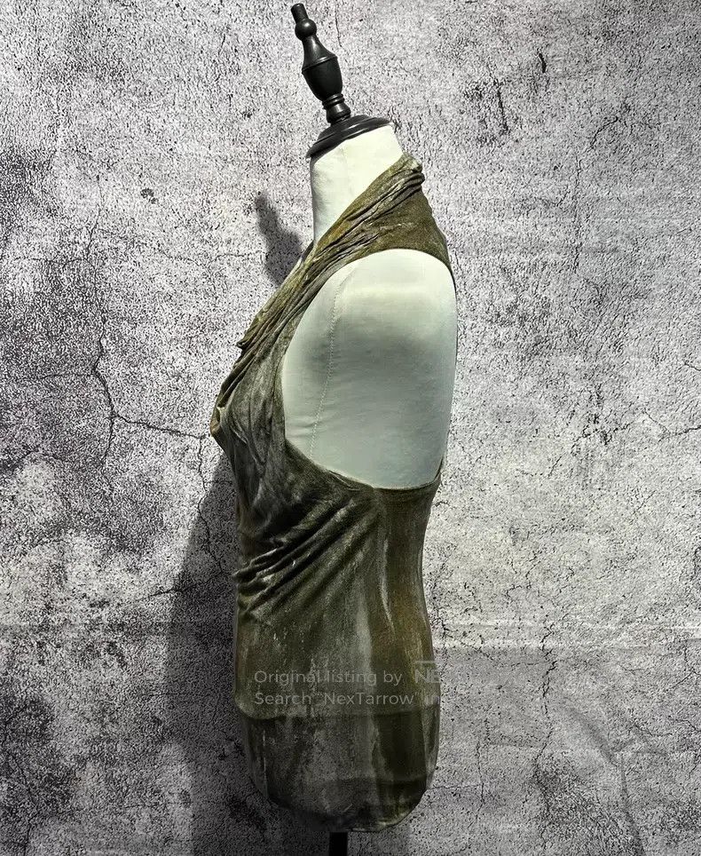 Helmut Lang Helmut Lang size P Yellow Mud Stained Draped Backless Top Size M / US 6-8 / IT 42-44 - 3 Thumbnail