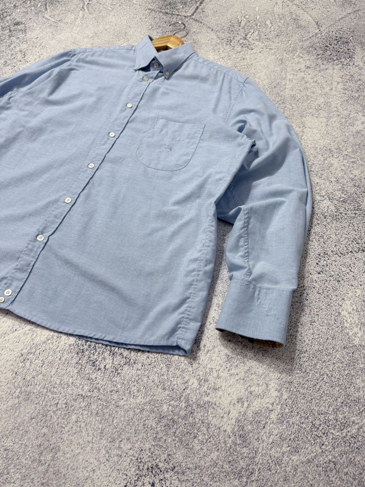 Burberry × Vintage Vintage Burberry London Blue Button Up Shirt Size XL Size US XL / EU 56 / 4 - 3 Thumbnail