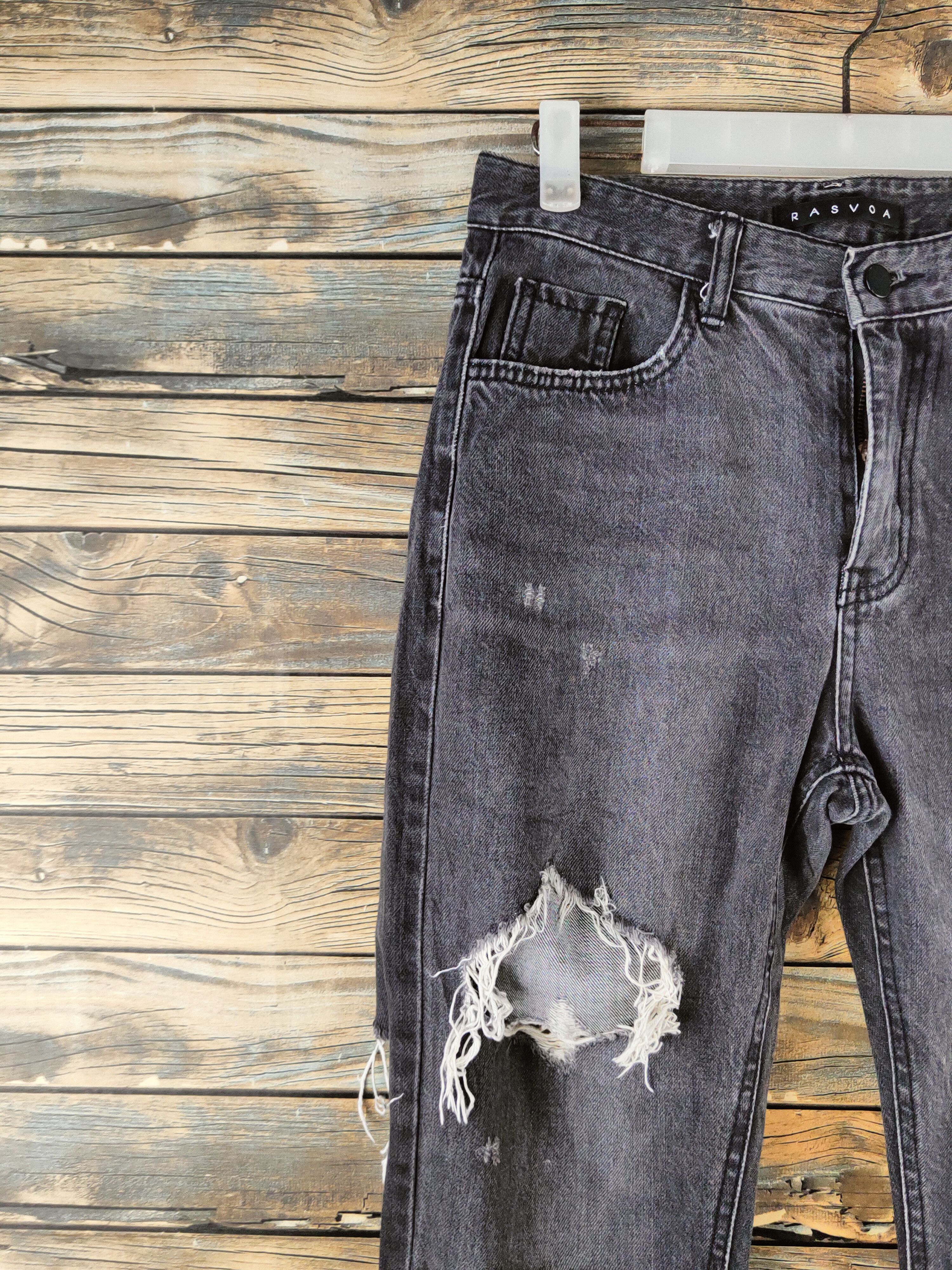 Japanese Brand DL Rasvoa Black Distressed Ripped Skinny Jeans #46-965 Size US 28 / EU 44 - 3 Thumbnail