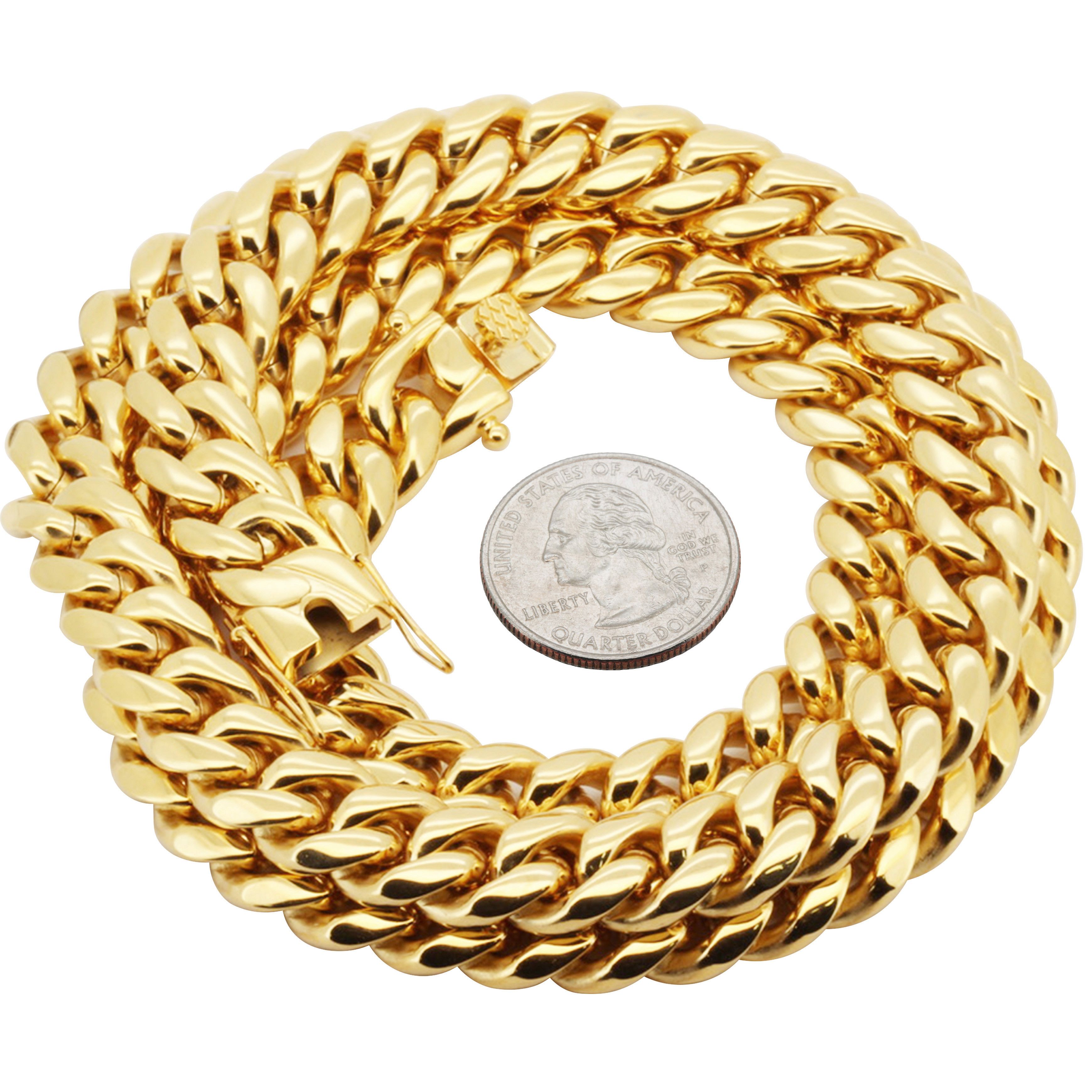 Other 316L SS 18k GP 12mm Miami Cuban Link Chain Necklace 24" Size ONE SIZE - 2 Thumbnail