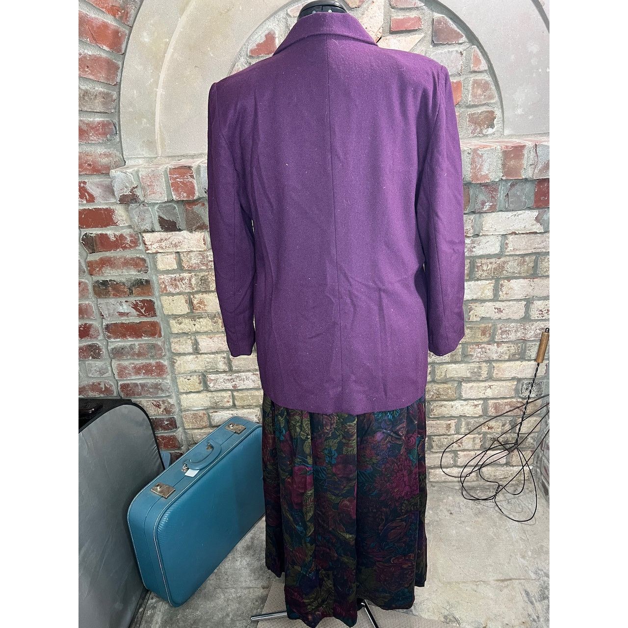 Vintage suit blazer swing skirt floral purple pink green Size XXL / US 16-18 / IT 52-54 - 10 Thumbnail