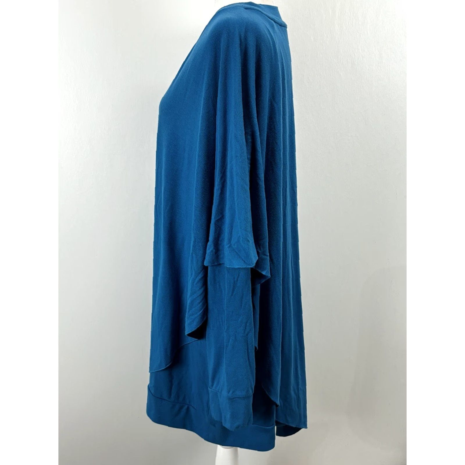 Soft Surroundings Soft Surroundings Madeline Blue Tunic Top 2X Layered Look Vneck Asymmetrical Draped Shoulder Casual Blouse Knit Polyester Blend Public: No Size XXL / US 16-18 / IT 52-54 - 2 Thumbnail