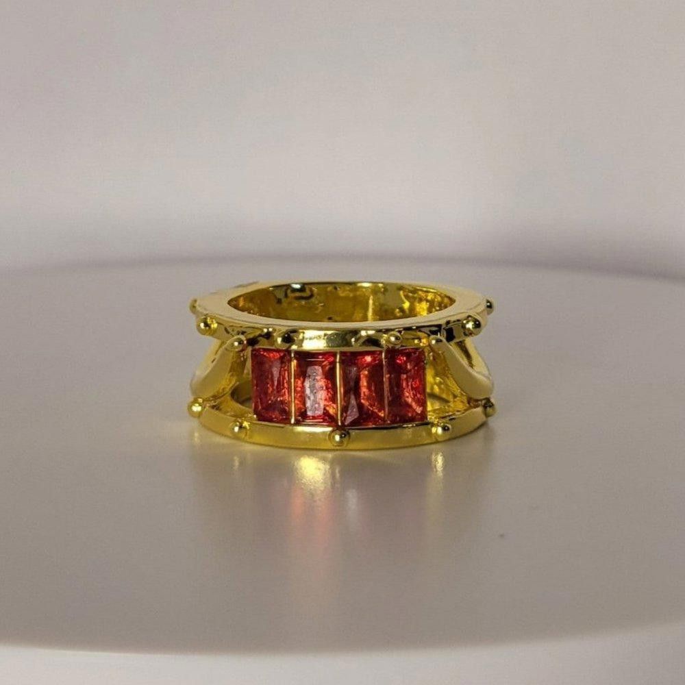 Designer Modern 2.0 Carat Ruby Red Gold Channel Cluster Ring - Size 7 Size ONE SIZE - 1 Thumbnail