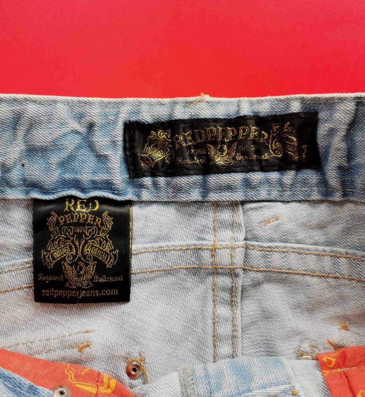 Japanese Brand Red Pepper Embroidery Patches Distressed Jeans Punk Size US 28 / EU 44 - 13 Thumbnail