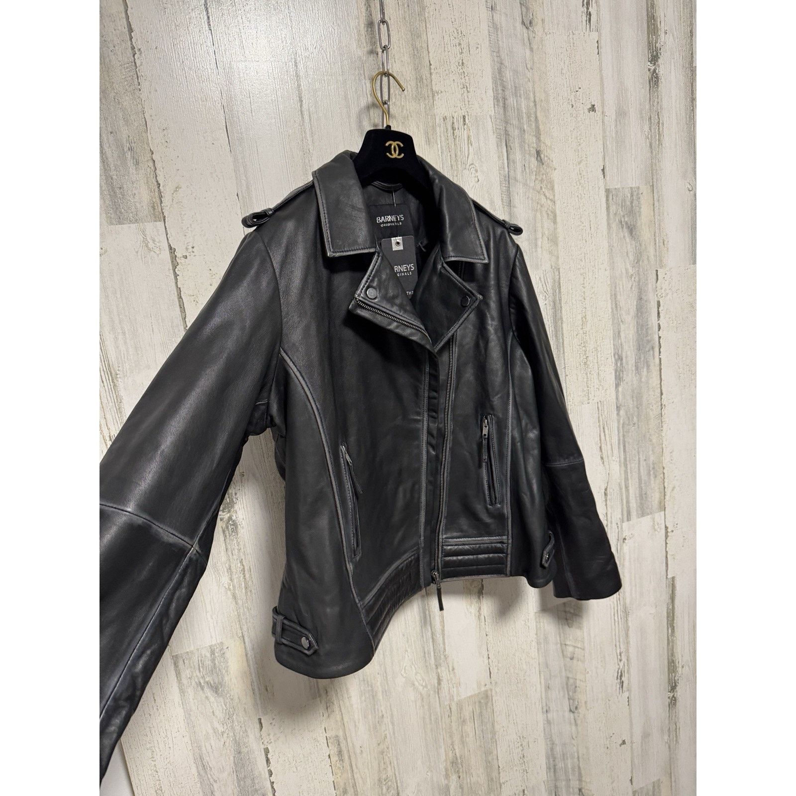 Barneys New York NWT Barney's Originals Women's Leather Jacket Black Size 20 Size 3XL / US 20-22 - 9 Thumbnail