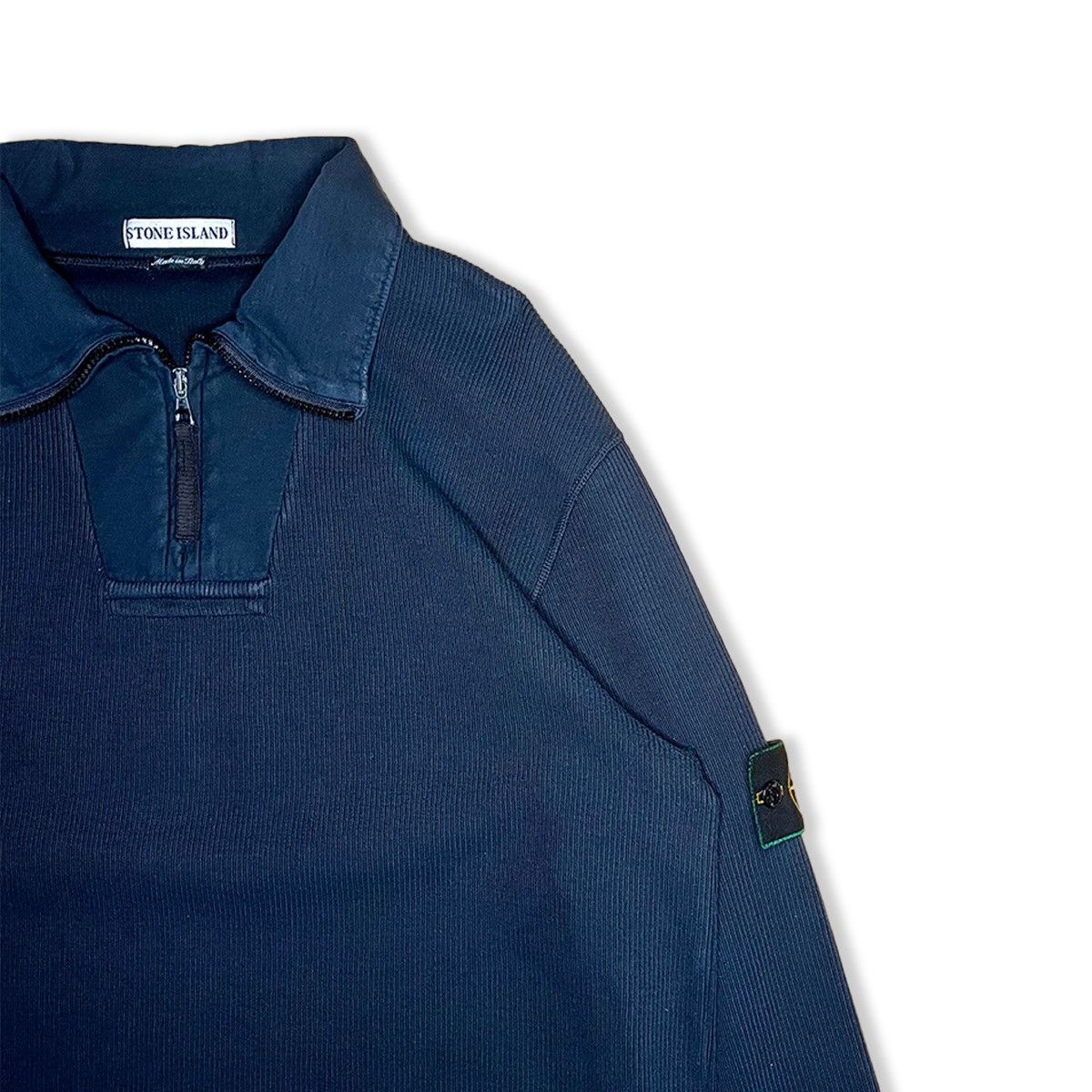Stone Island 2000’s Stone Island Green Badge Ribbed 1/4 Zip Size US L / EU 52-54 / 3 - 5 Thumbnail