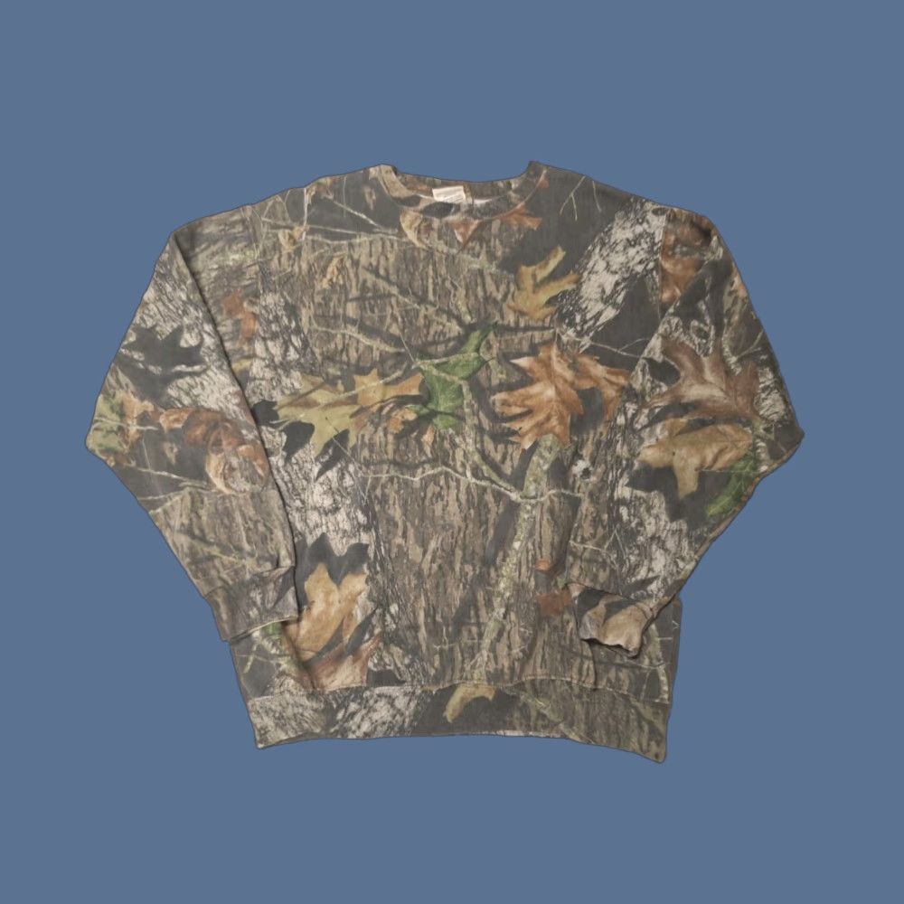 Jerzees VINTAGE Jerzees Sweatshirt Leaf Camo Realtree Hunting Outdoors Crew Neck Long Sleeve L Men Brown 90s Pullover Size US L / EU 52-54 / 3 - 1 Thumbnail