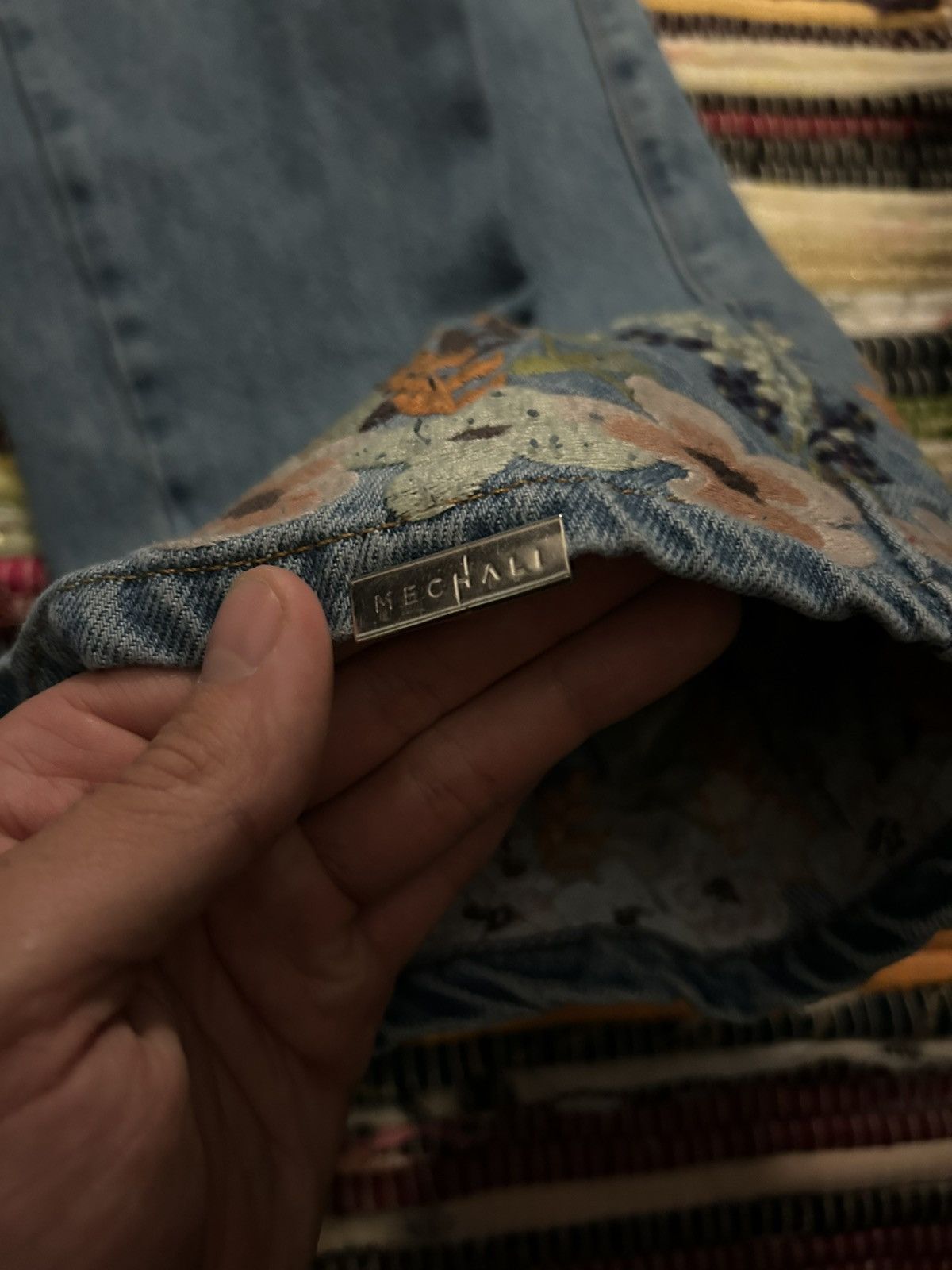 Other Mechali Flower-embroidered denim pants Size US 30 / EU 46 - 3 Thumbnail