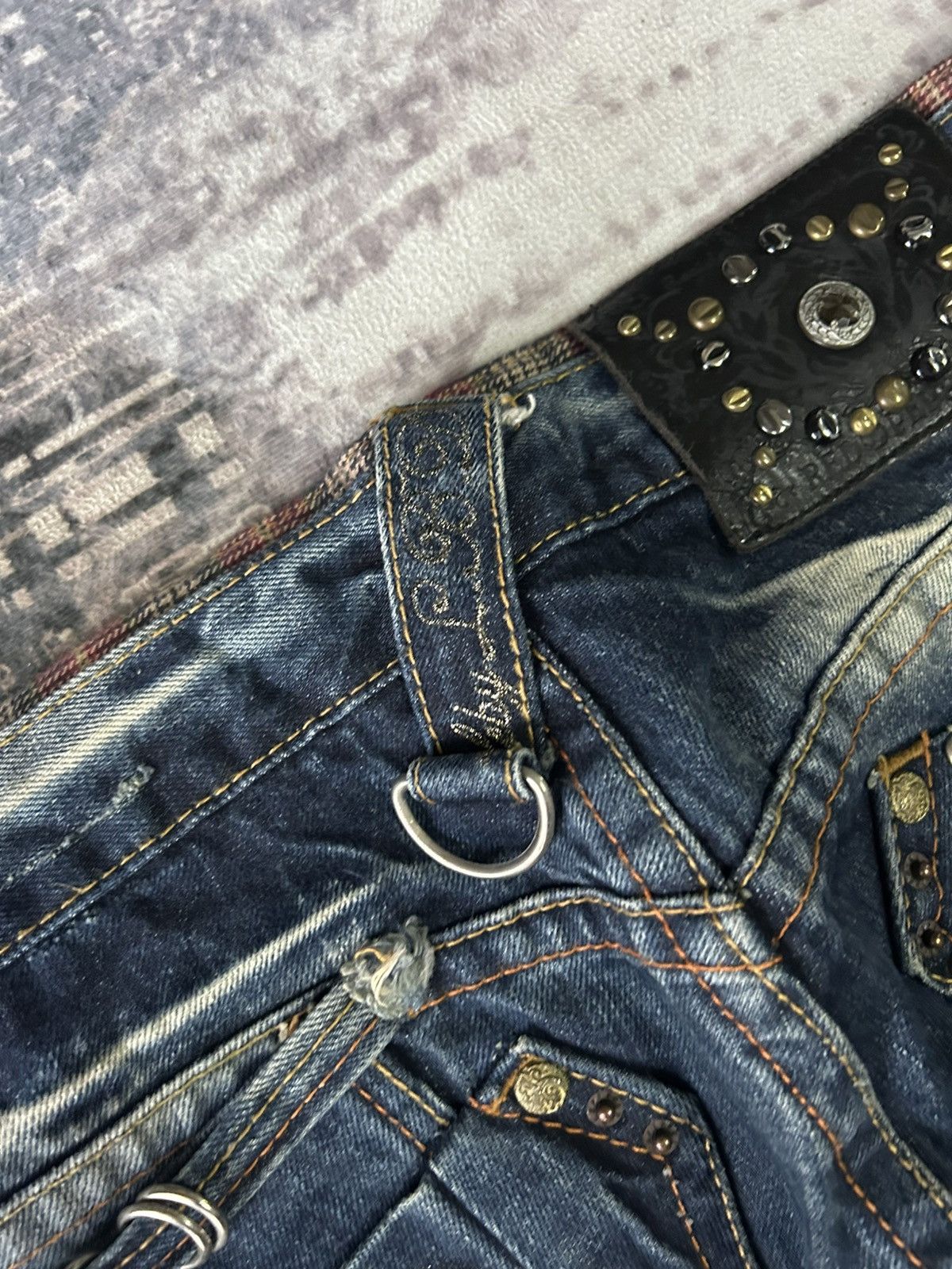 Ed Hardy Red Pepper Flared Punk Skull Jeans Size 29" - 8 Thumbnail