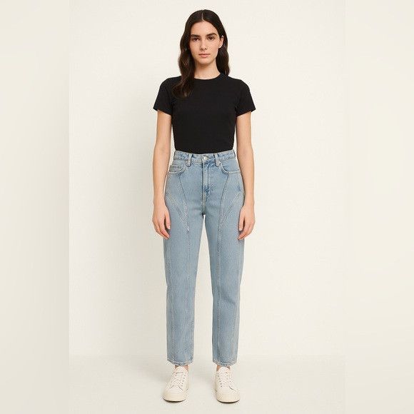 Zara ZARA High-Rise Panel Detail Straight Jeans Light Wash Size 6 Size 28" / US 6 / IT 42 - 1 Thumbnail