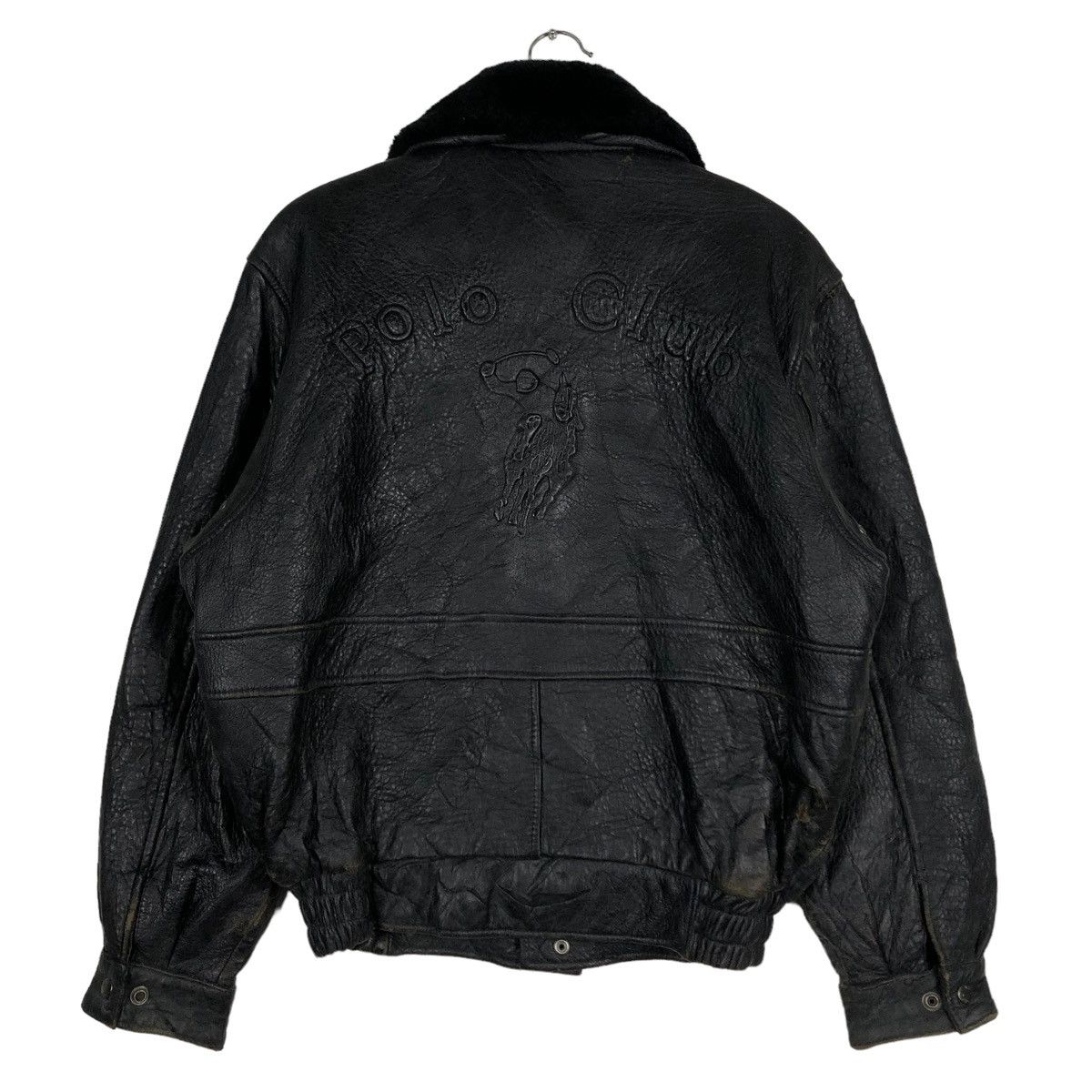 Japanese Brand RICH BLACK - VINTAGE BIKER LEATHER JACKET POLO CLUB BIGLOGO Size US M / EU 48-50 / 2 - 1 Thumbnail
