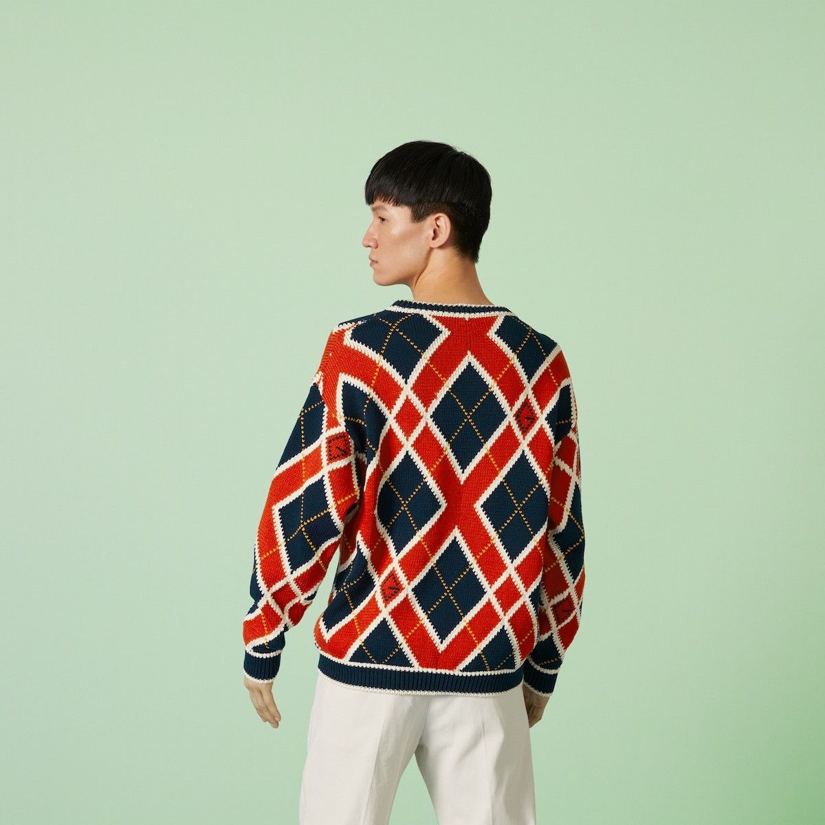 Gucci o1s1wg110925 G Rhombus Argyle Cotton Sweater in Multicolor Size US XL / EU 56 / 4 - 6 Thumbnail