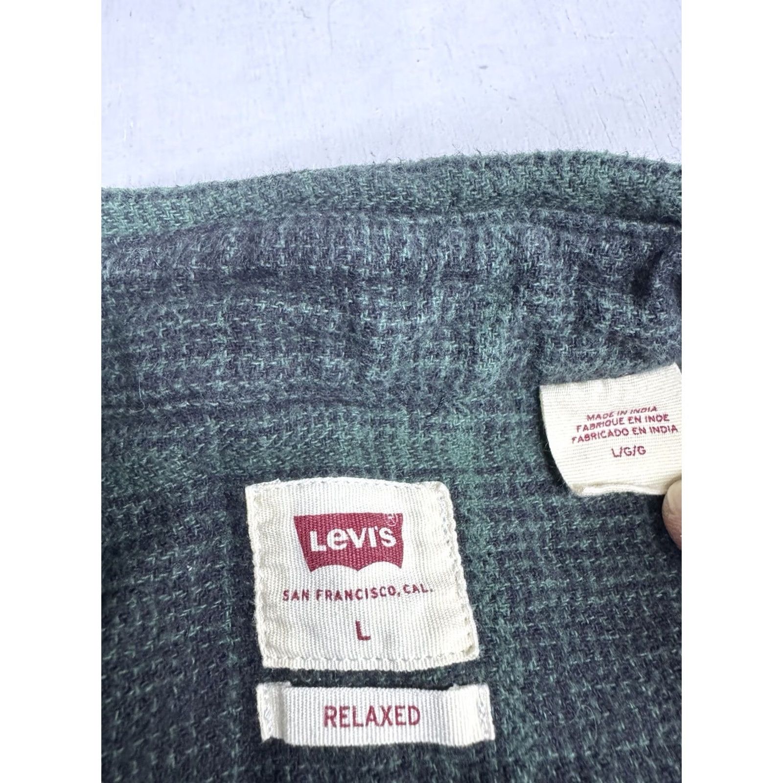 Levi's Levi's Classic Worker Flannel Overshirt Plaid Green Blue Relaxed Fit Mens Large Size US L / EU 52-54 / 3 - 2 Thumbnail