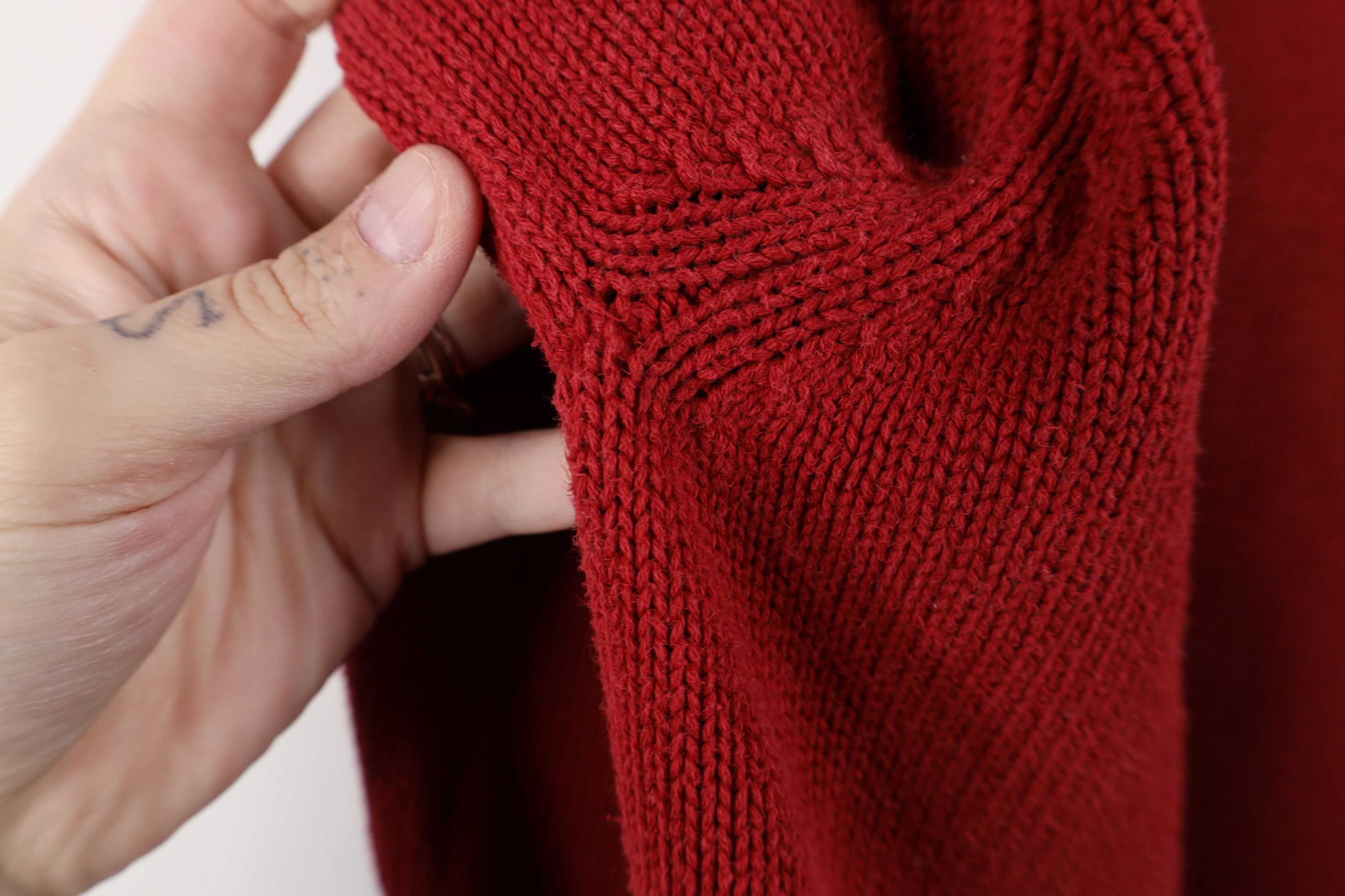 Lands' End Vintage 90s Lands End Blank Cotton Knit Crewneck Sweater Red Size US L / EU 52-54 / 3 - 10 Thumbnail