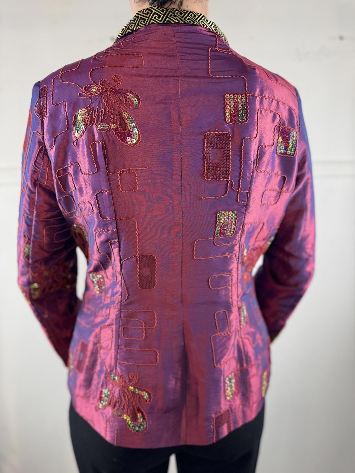 Designer Vibrant Purple Embroidered Jacket with Unique Design Size ONE SIZE - 2 Thumbnail