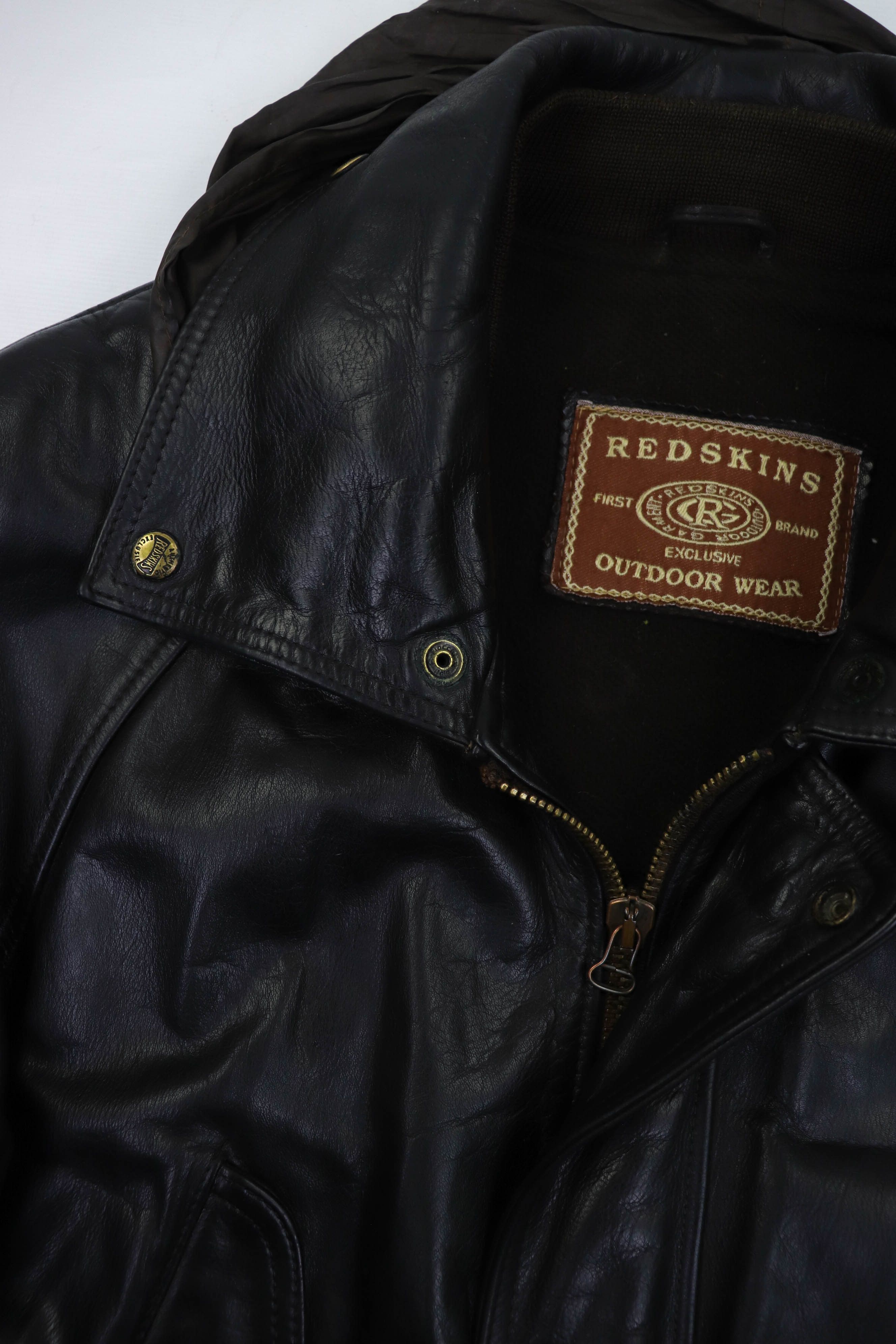 NFL 90s Vintage REDSKINS Black Heavy Leather Jacket Parka Size US L / EU 52-54 / 3 - 7 Thumbnail