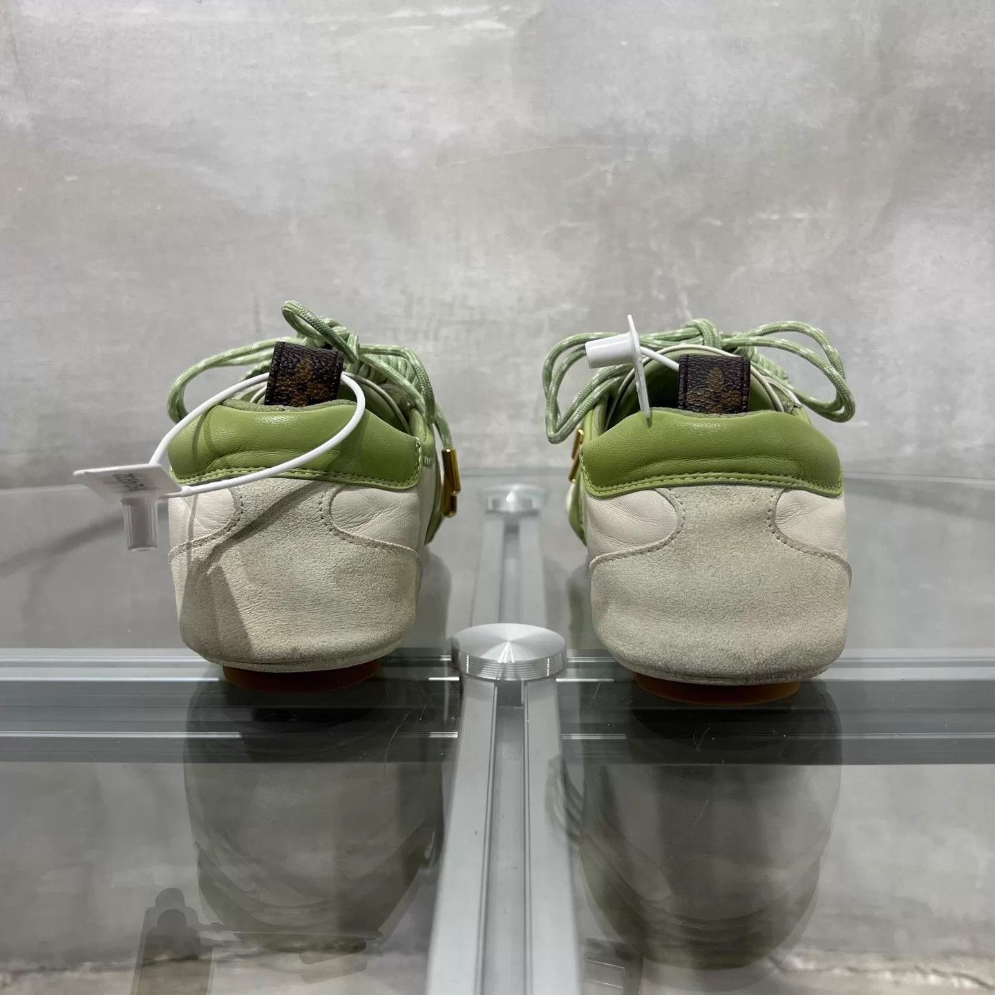 Louis Vuitton LV Ballerine Trainer White Green UK4 38 Box Size US 7.5 / IT 37.5 - 5 Thumbnail