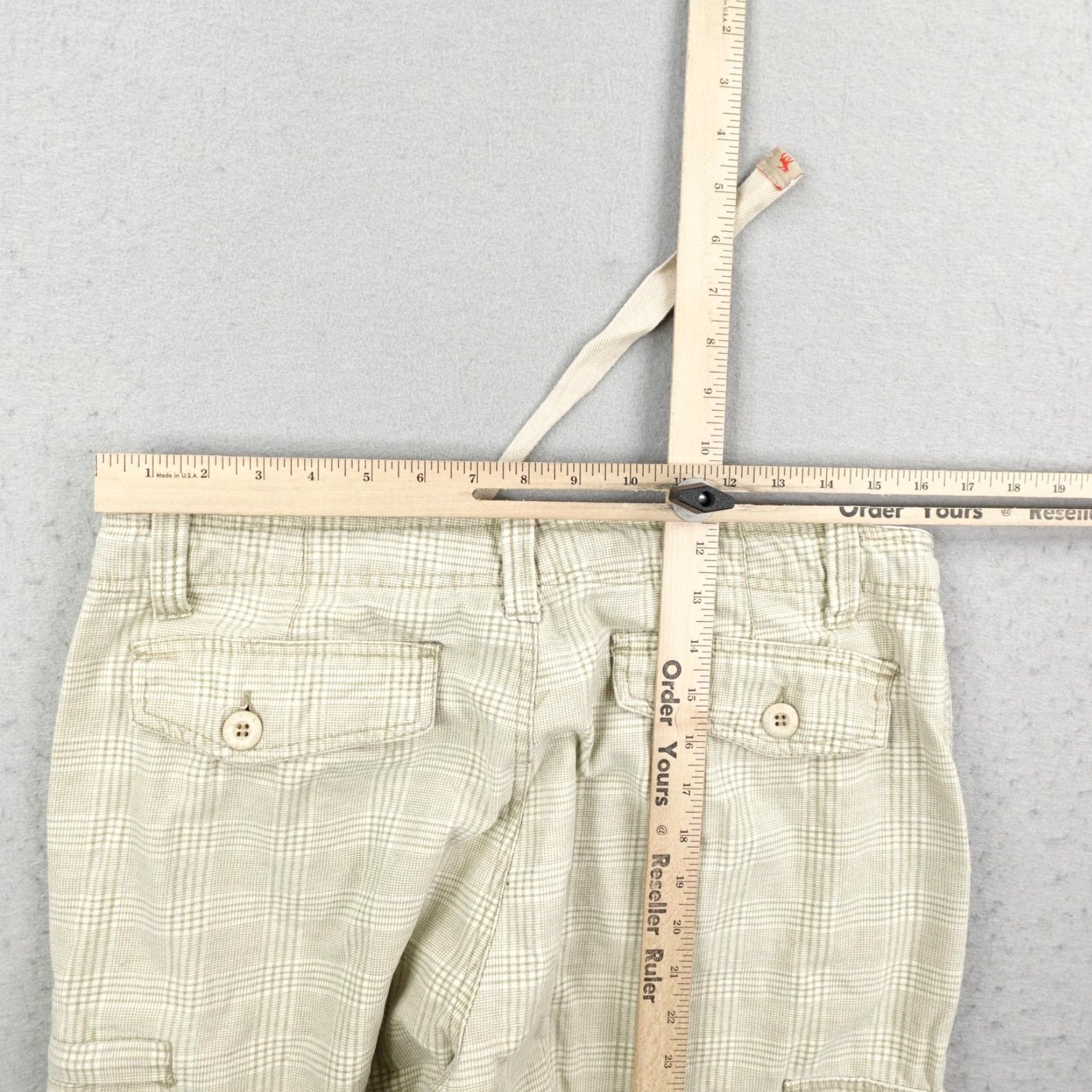 Abercrombie & Fitch VINTAGE Abercrombie & Fitch Cargo Shorts 34 Beige Plaid Drawstring Outdoor Mens Y2K Size US 34 / EU 50 - 5 Thumbnail